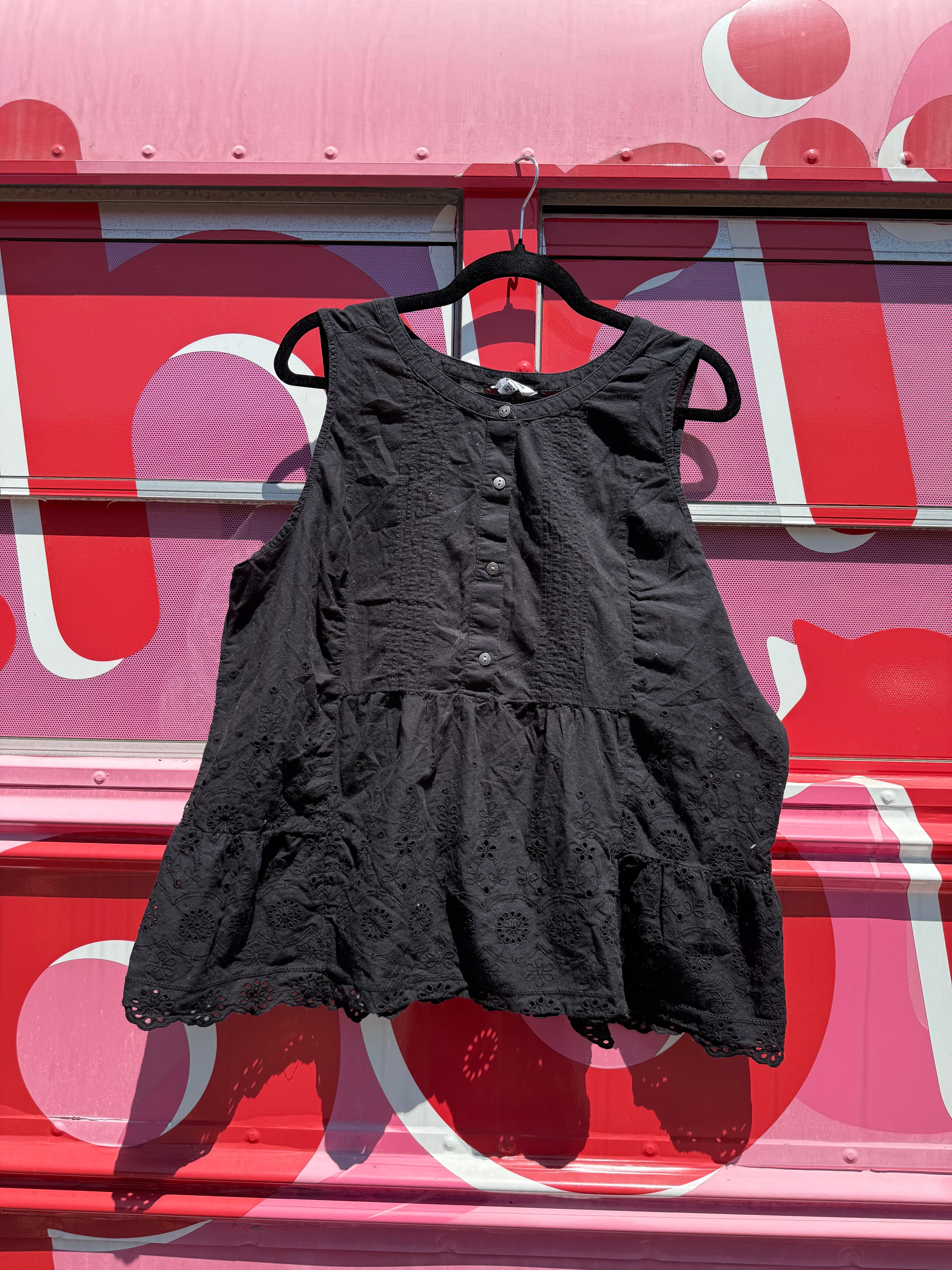 Black Sonoma Eyelet button down tank, XL