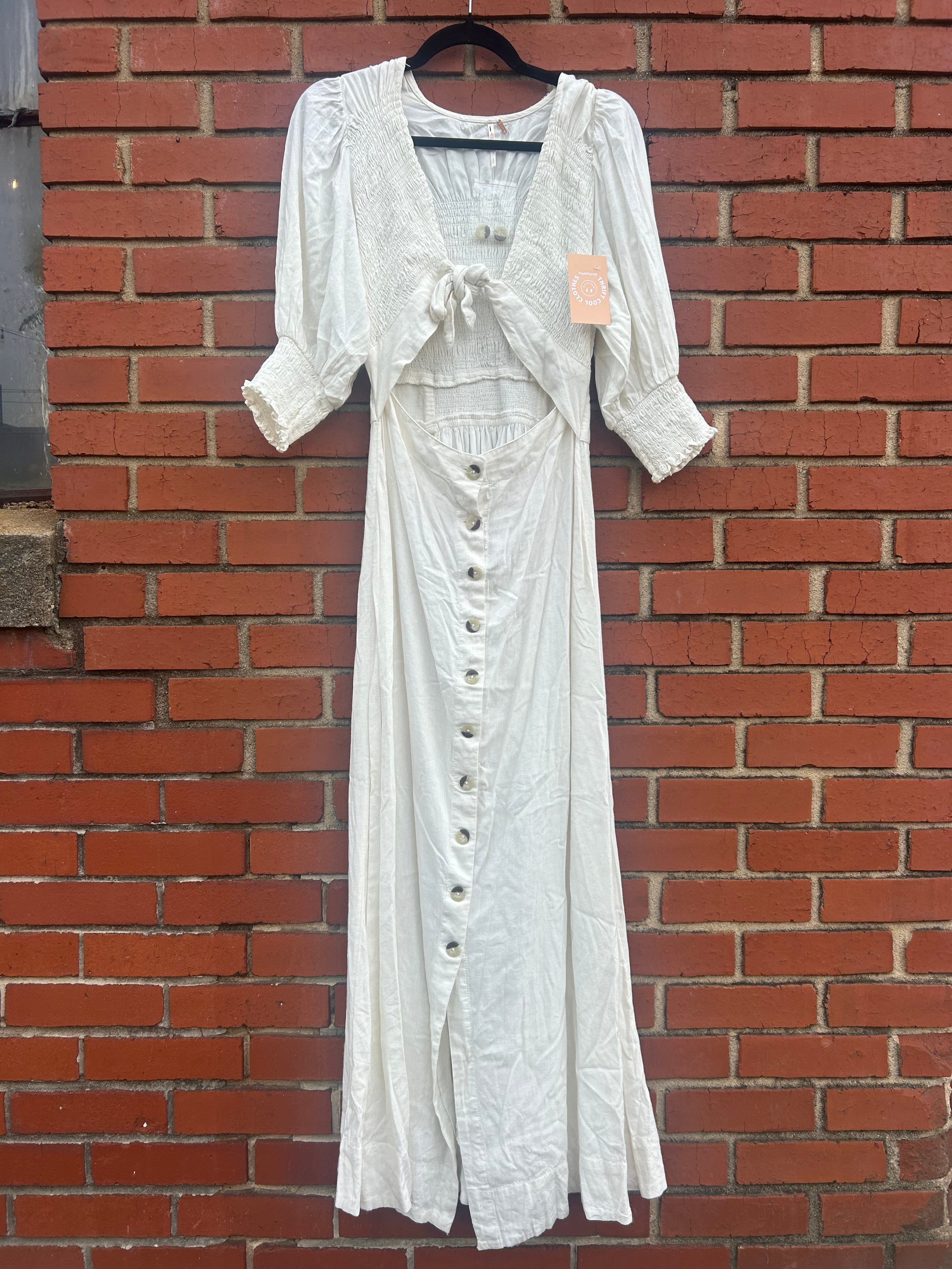 white free people cutout maxi dress, s