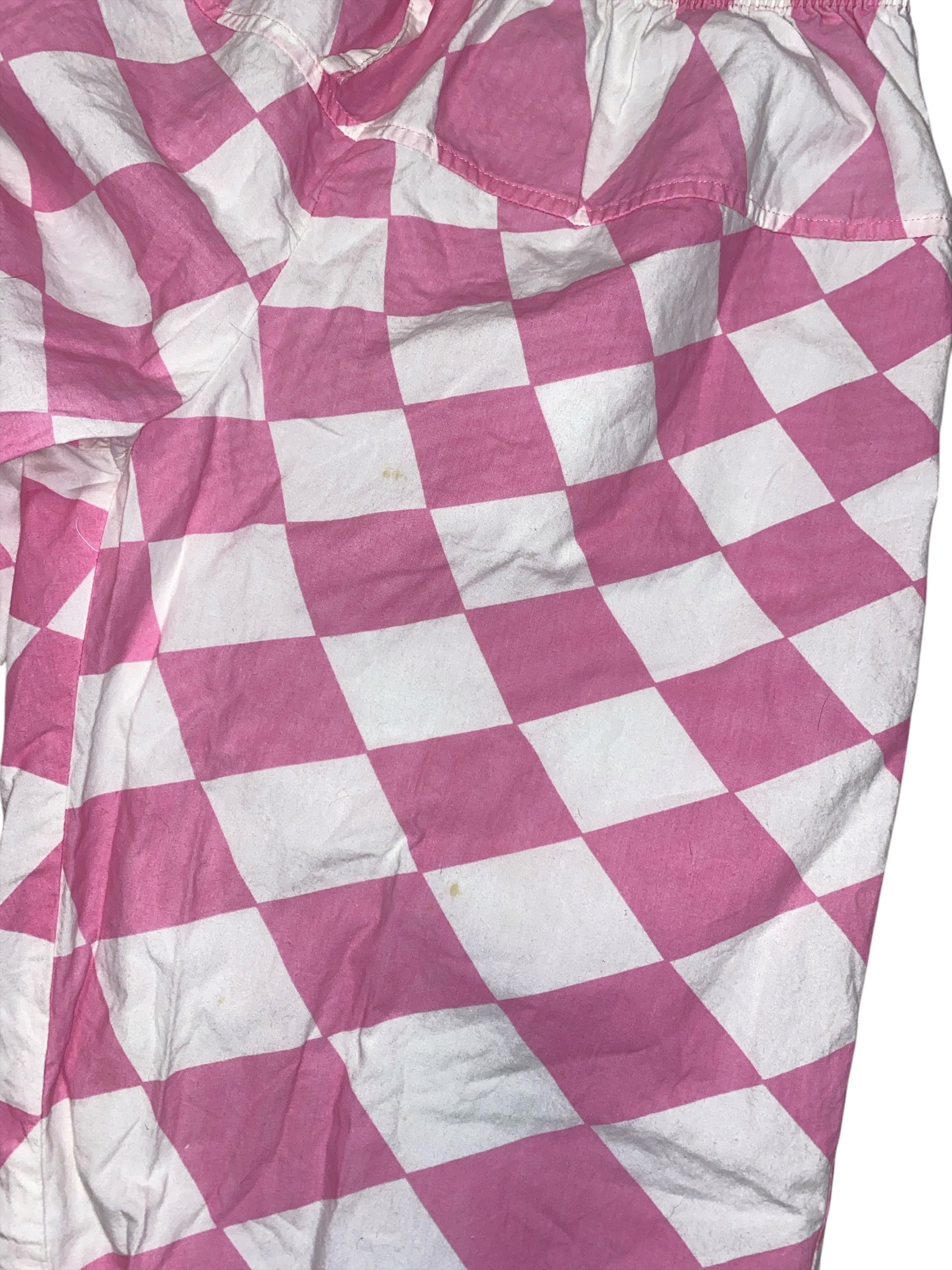 Pink white Emily levine Diamond checkered pant, M