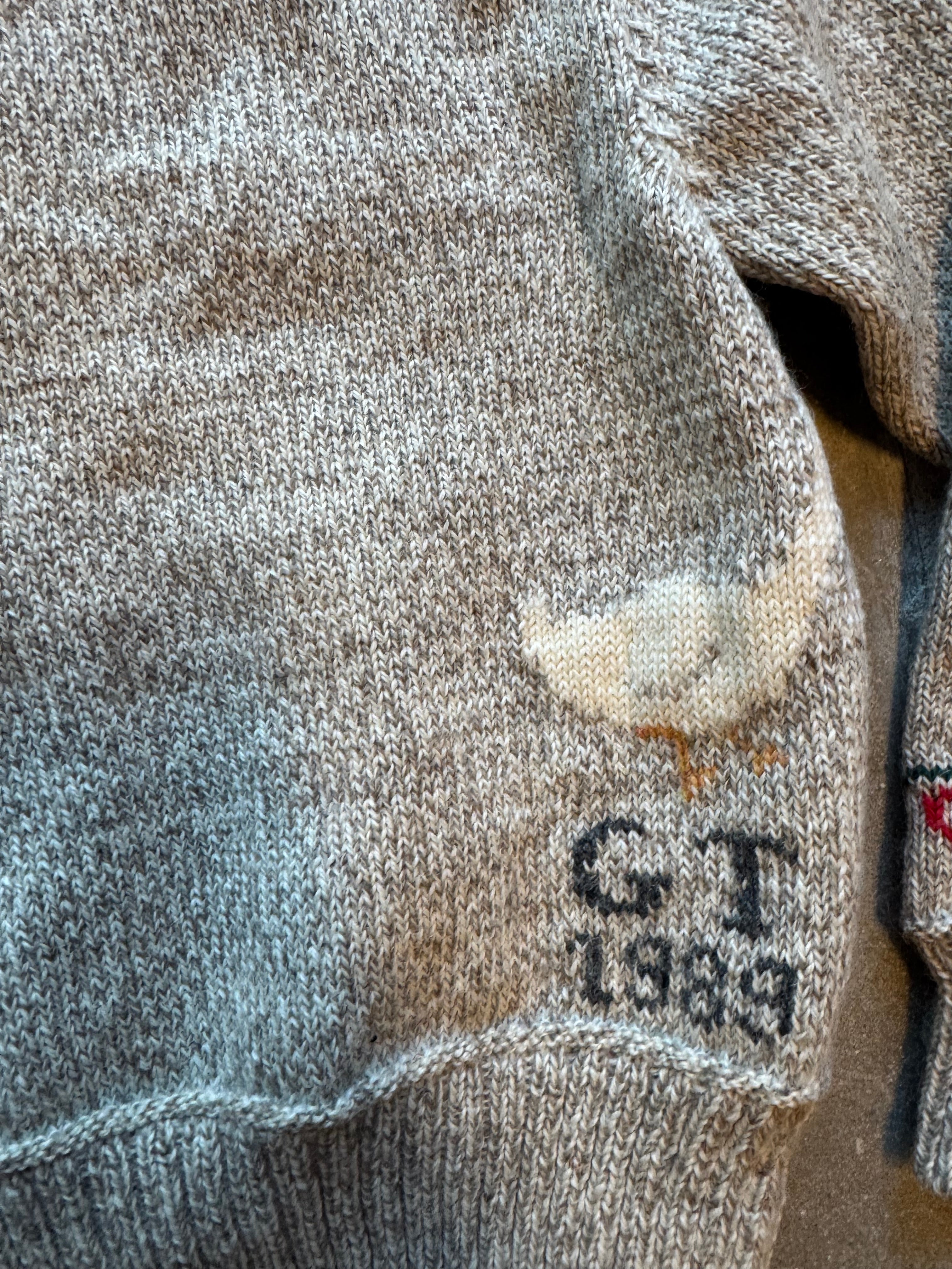 Grey Blueberry woolens Vtg 1989 goose cardigan, S