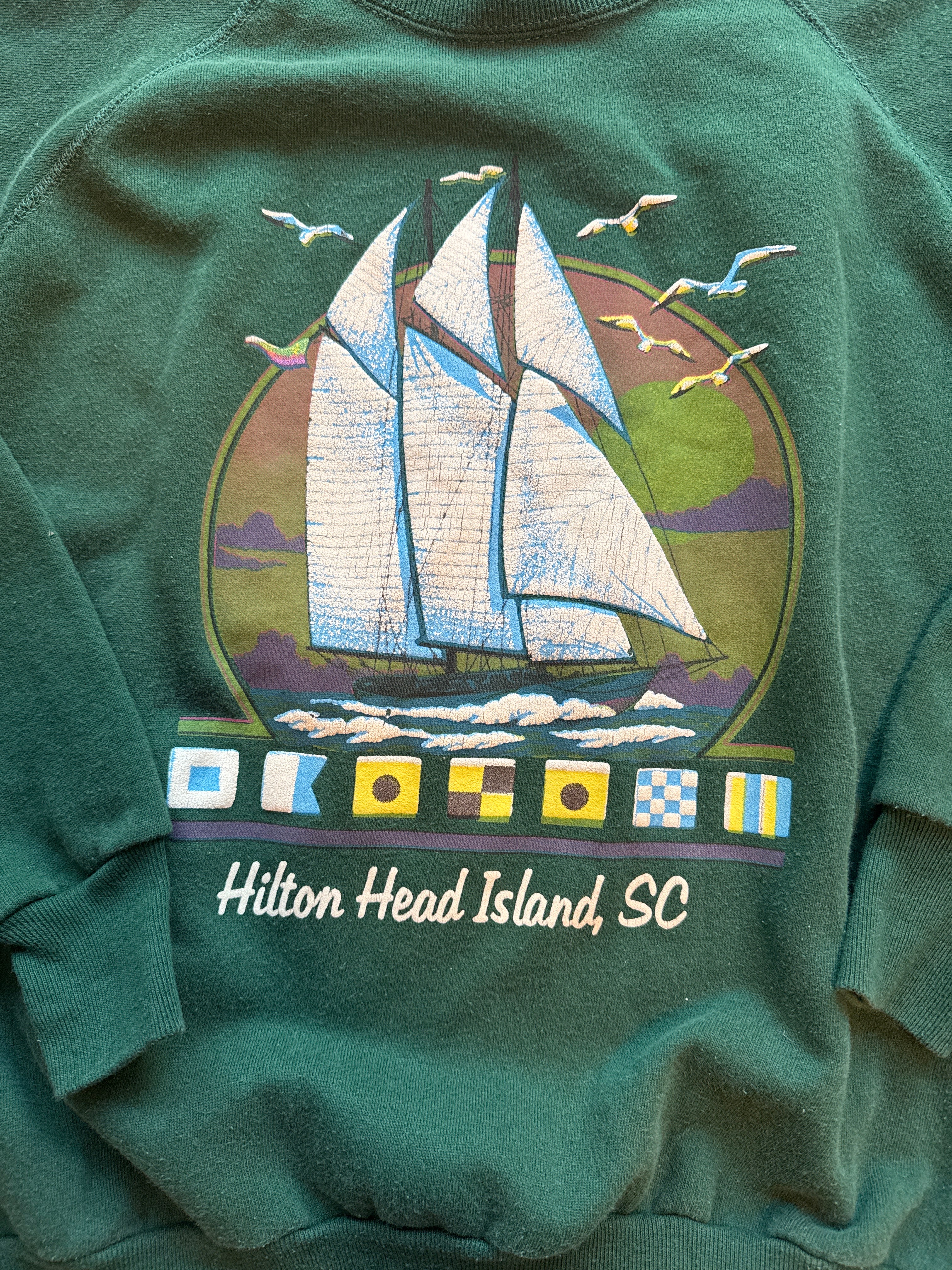 green with an attitude vtg 90s hilton head crew, L