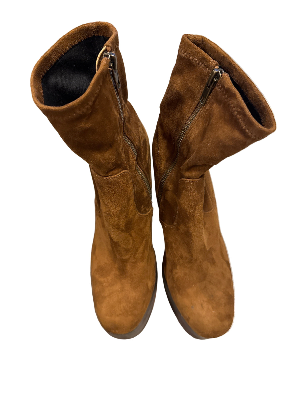 tan steve madden chuncky heel boot, 9