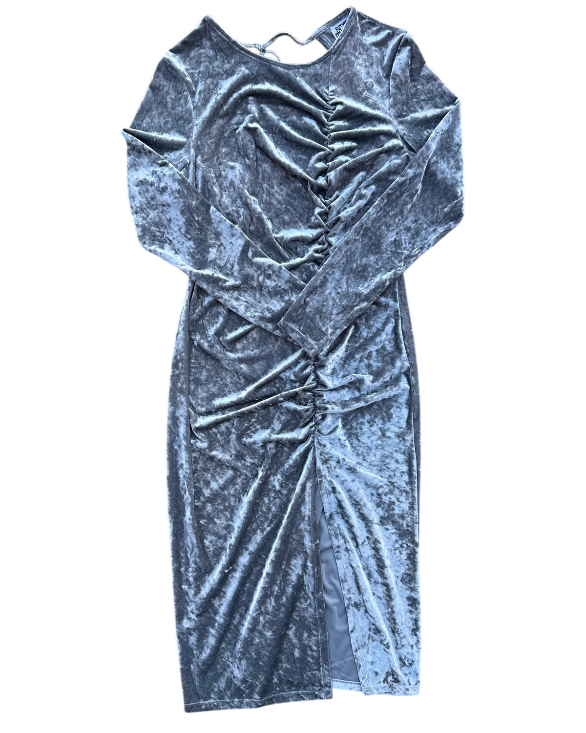 grey future collective crush velvet midi dress, xl