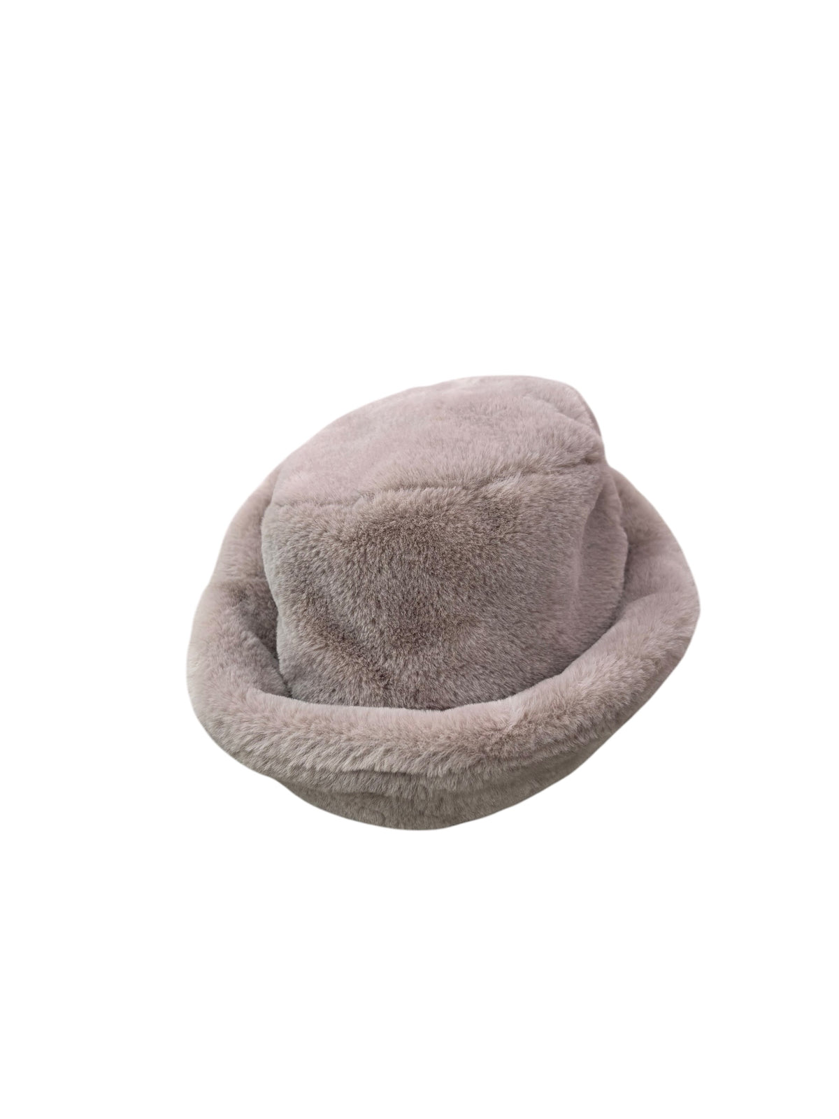 beige furry bucket hat