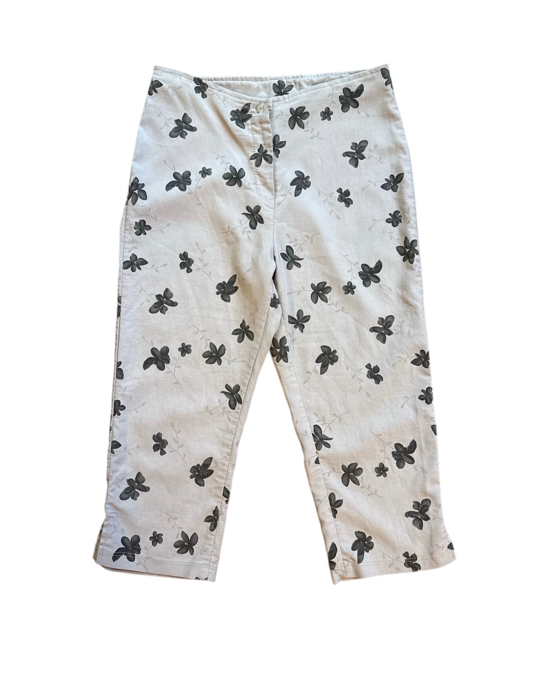 gray pop style flower capris, M