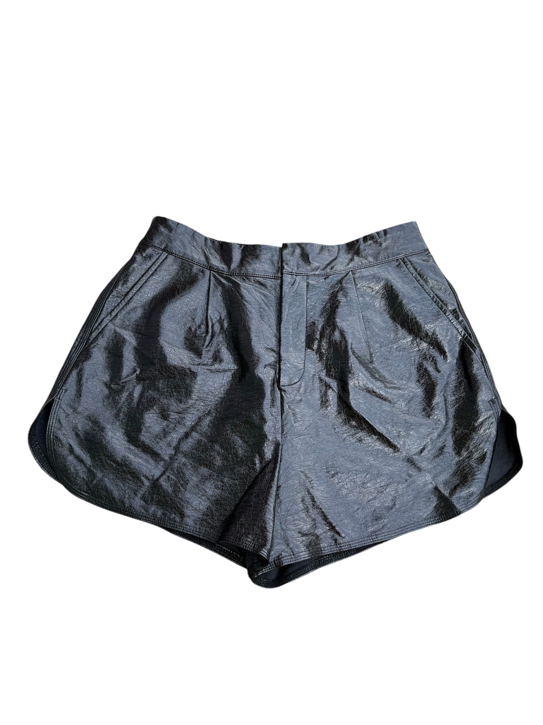 black grey lab pleather shorts, L