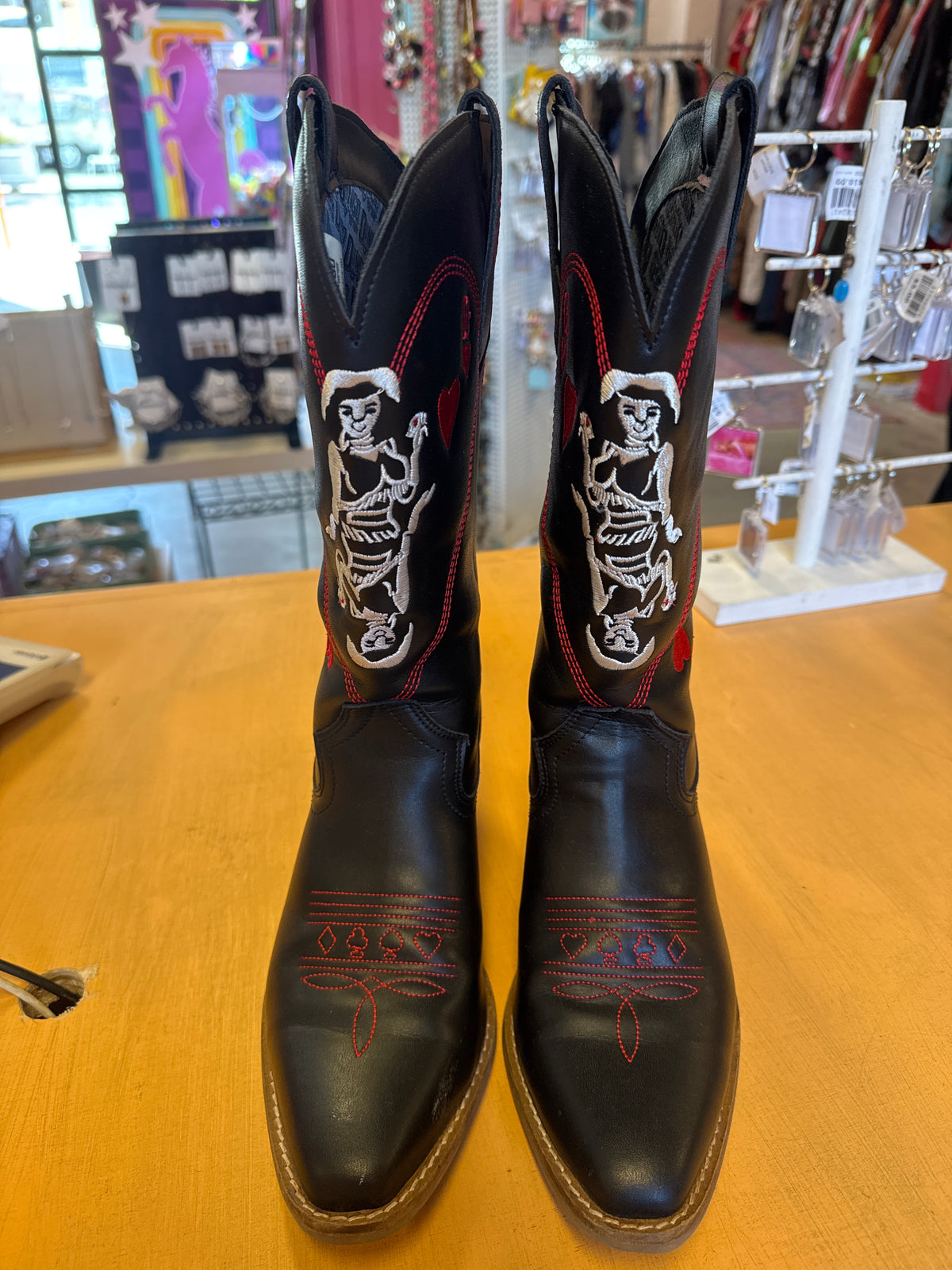 black red white dingo queen of hearts cowboy boots, 9