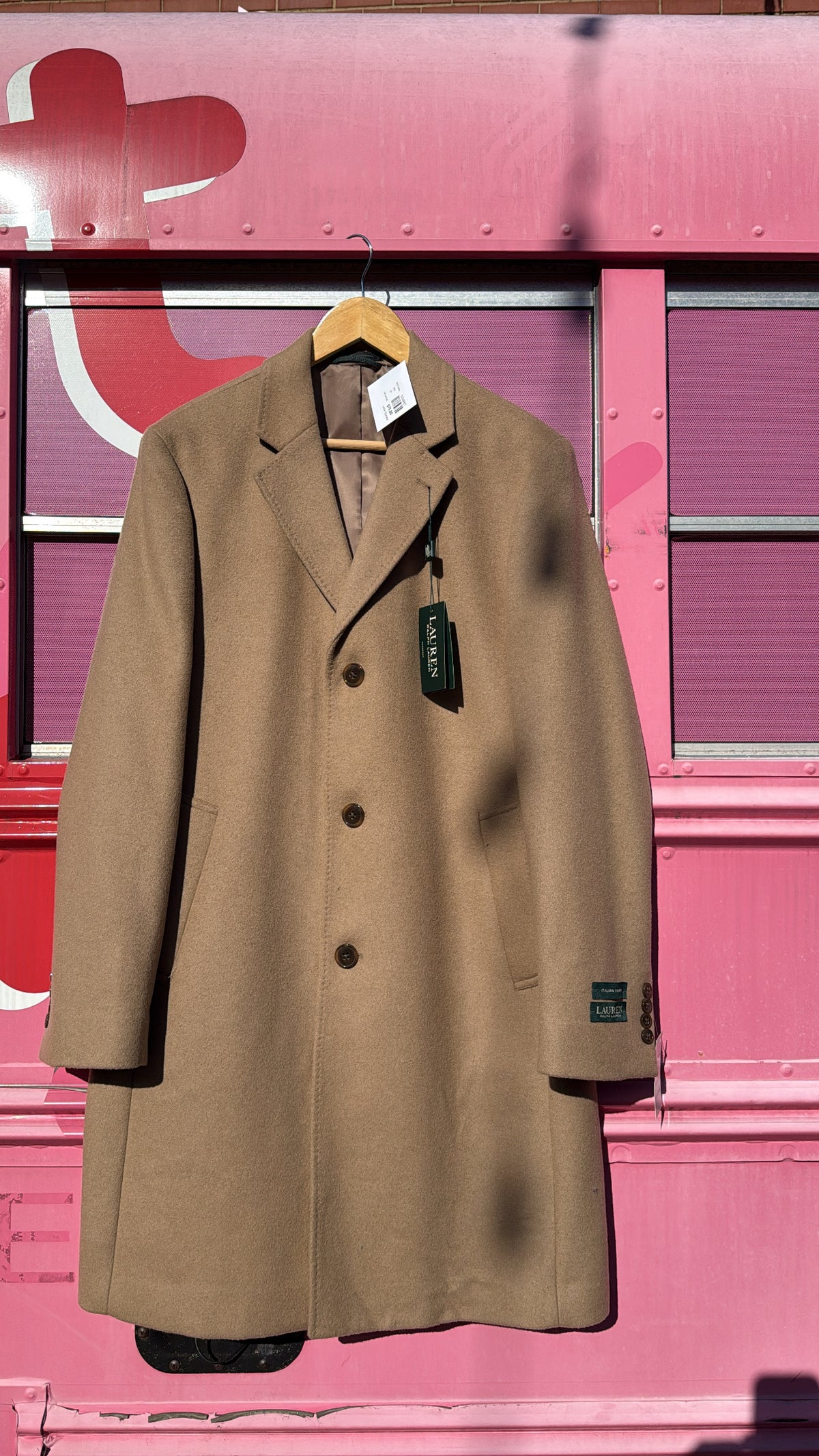tan ralph lauren nwt italian fabric overcoat
