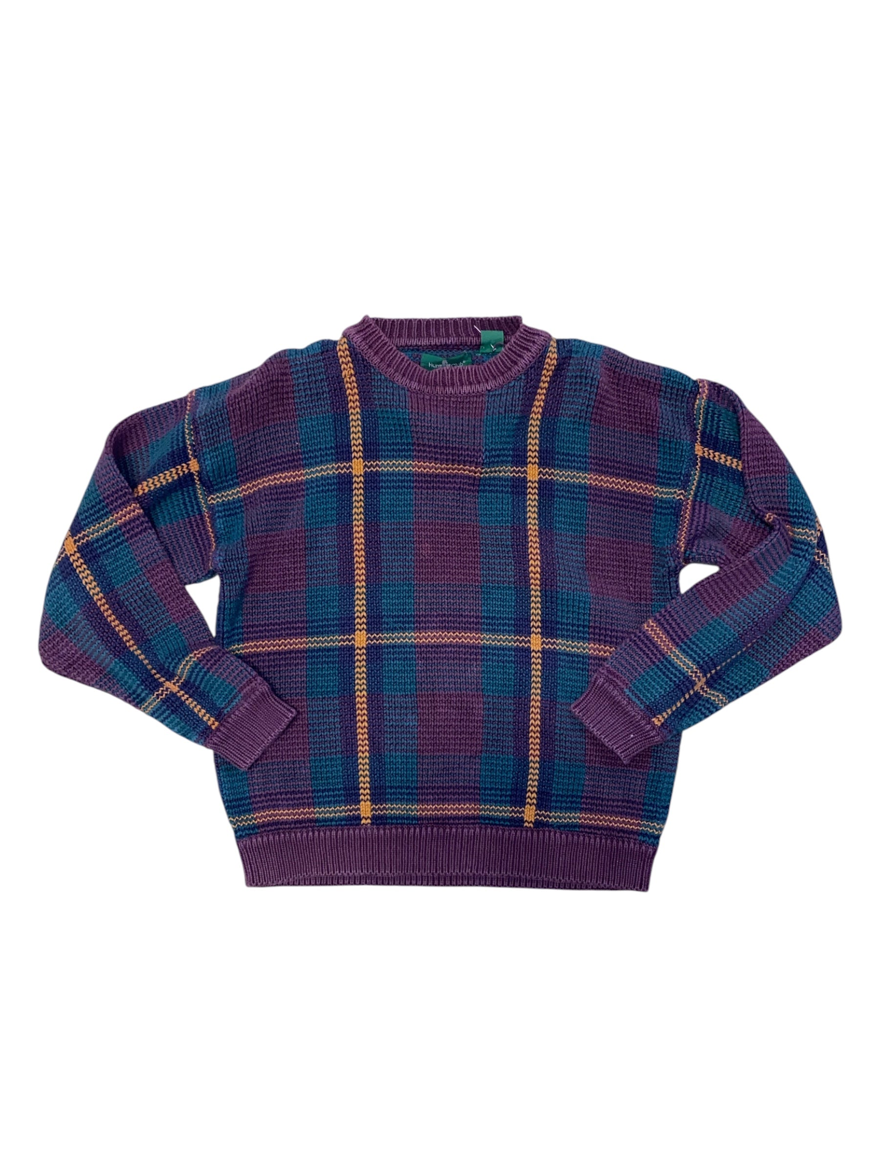 Maroon Hunt Club Plaid cotton sweater, M