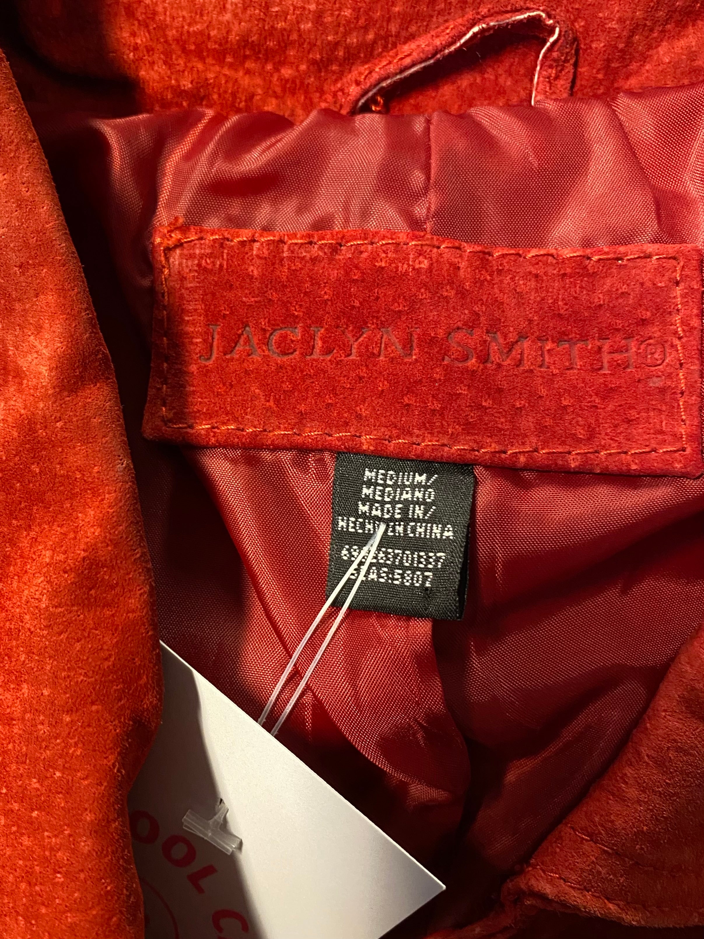 red jaclyn smith leather fitted jacket, Medium