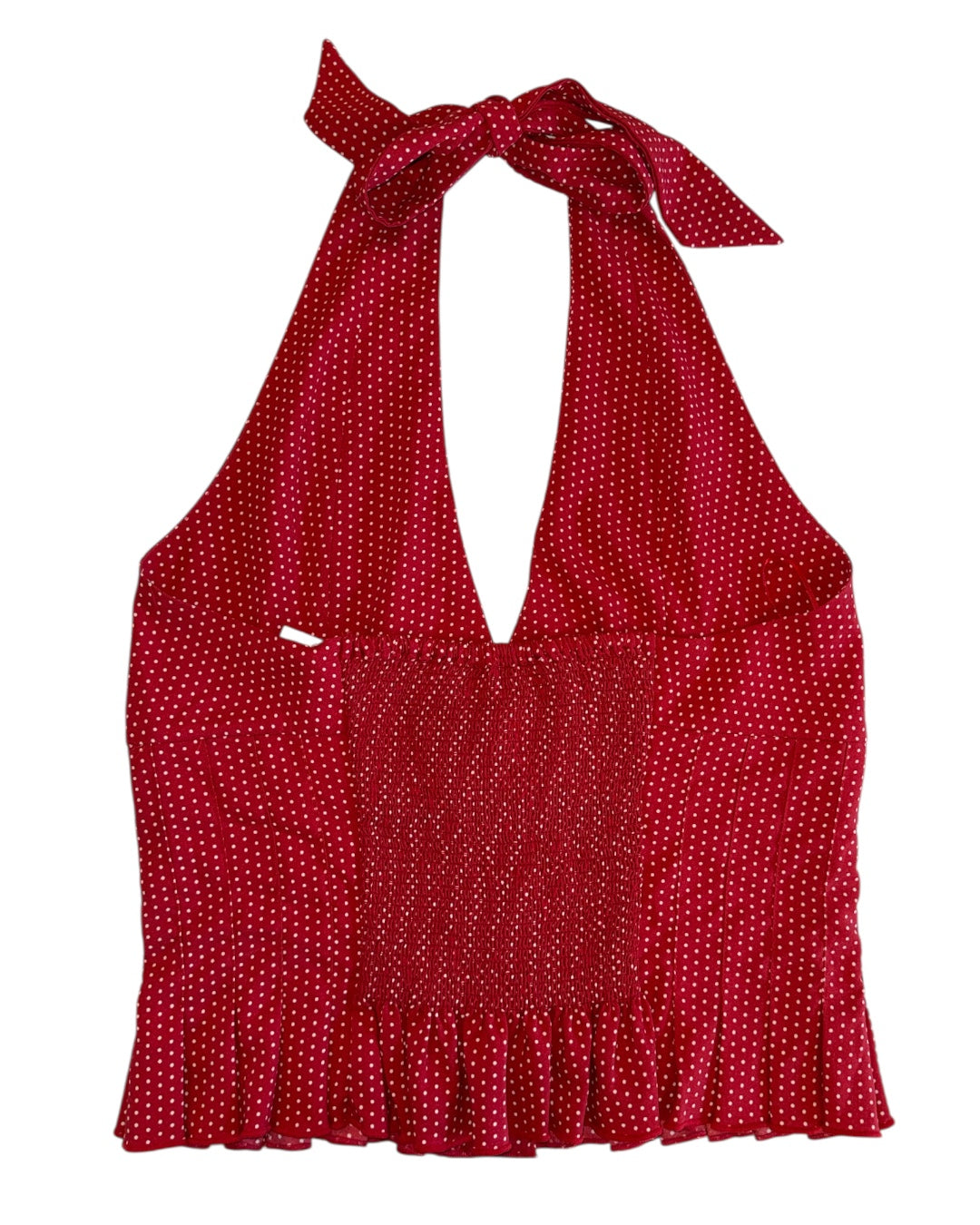 red frankies bikinis polka dot halter top, L