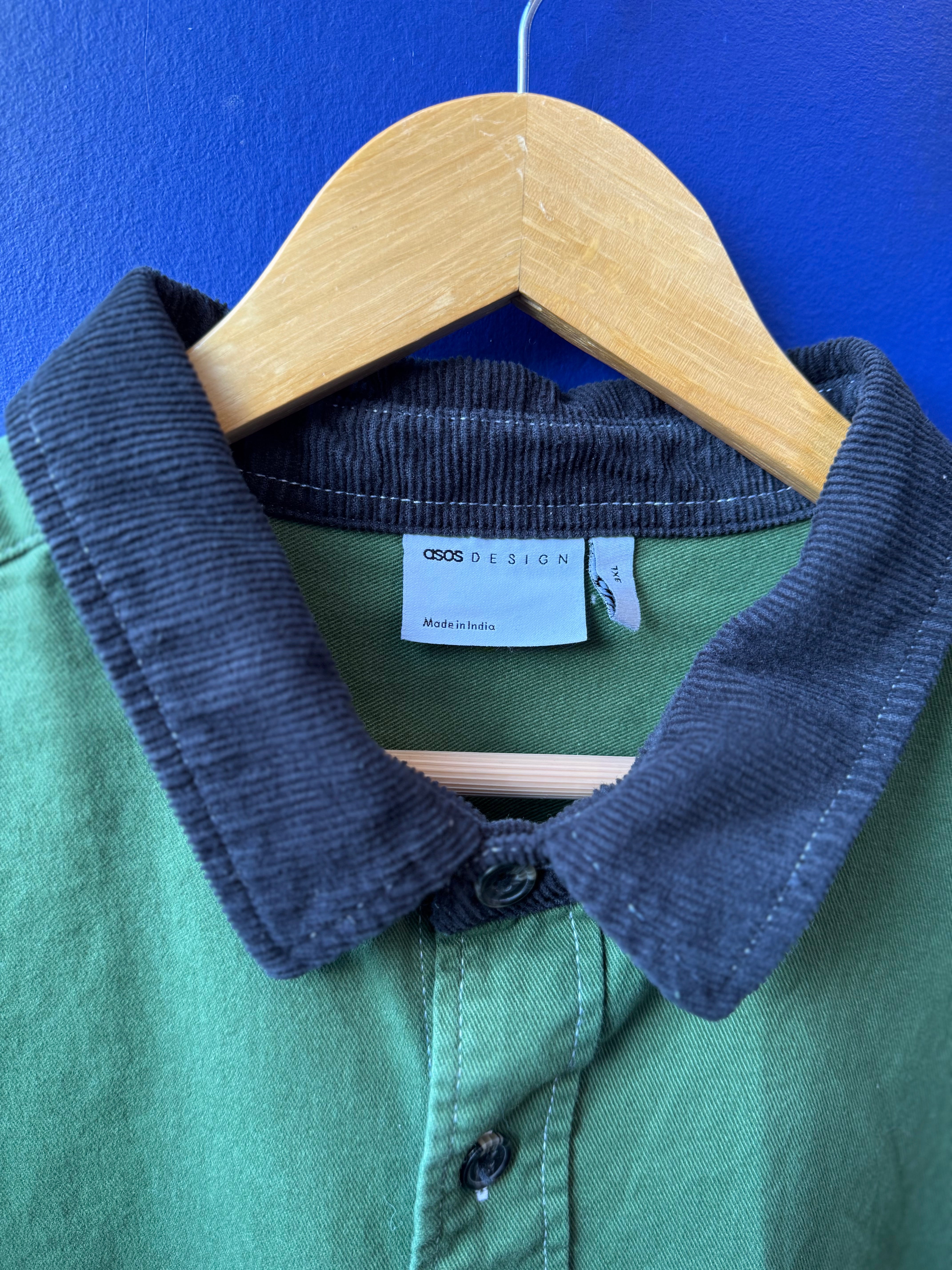 Green black Asos Cord collar shacket, 3x