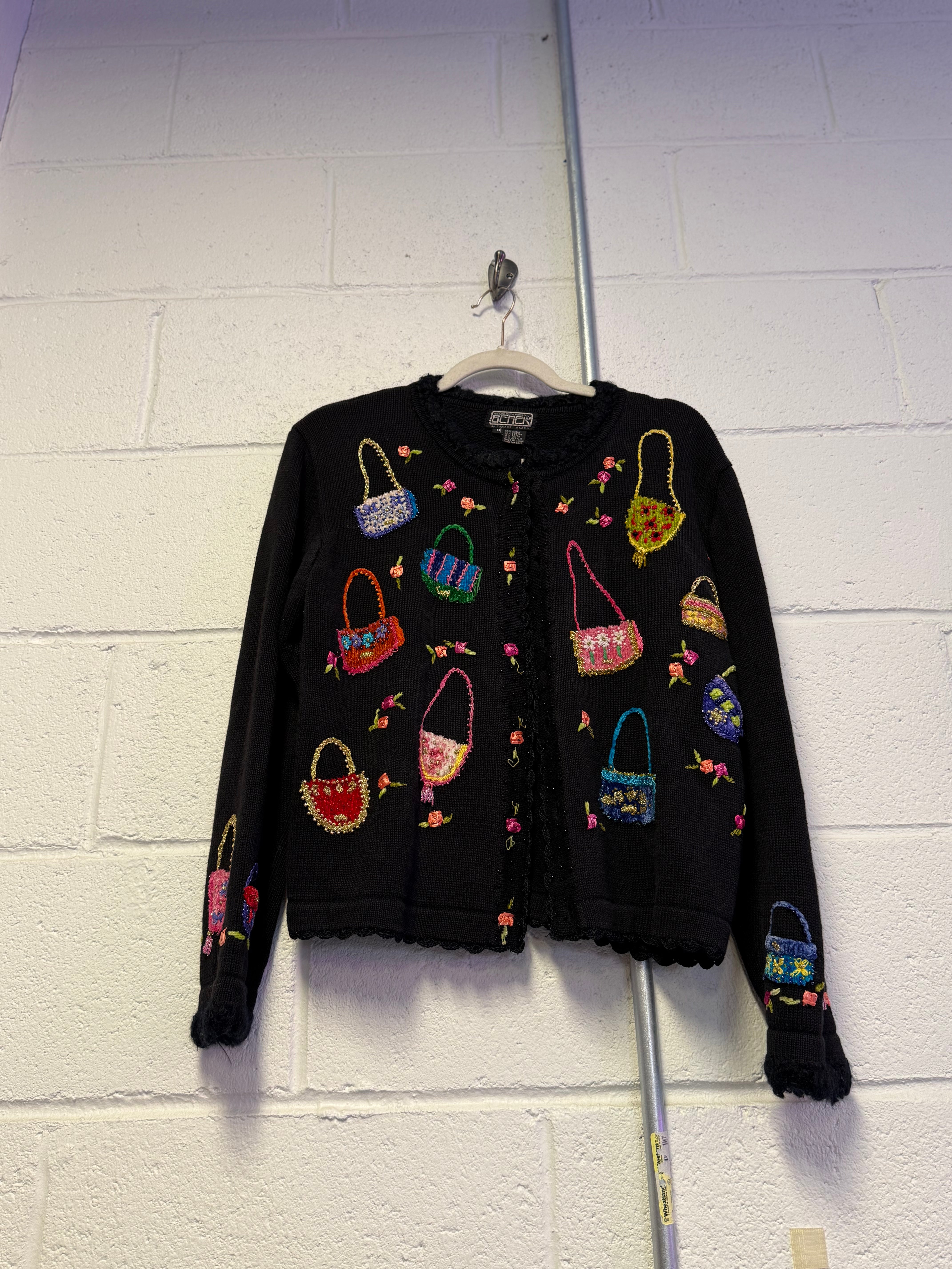 black blue pink berek purse cardigan, m