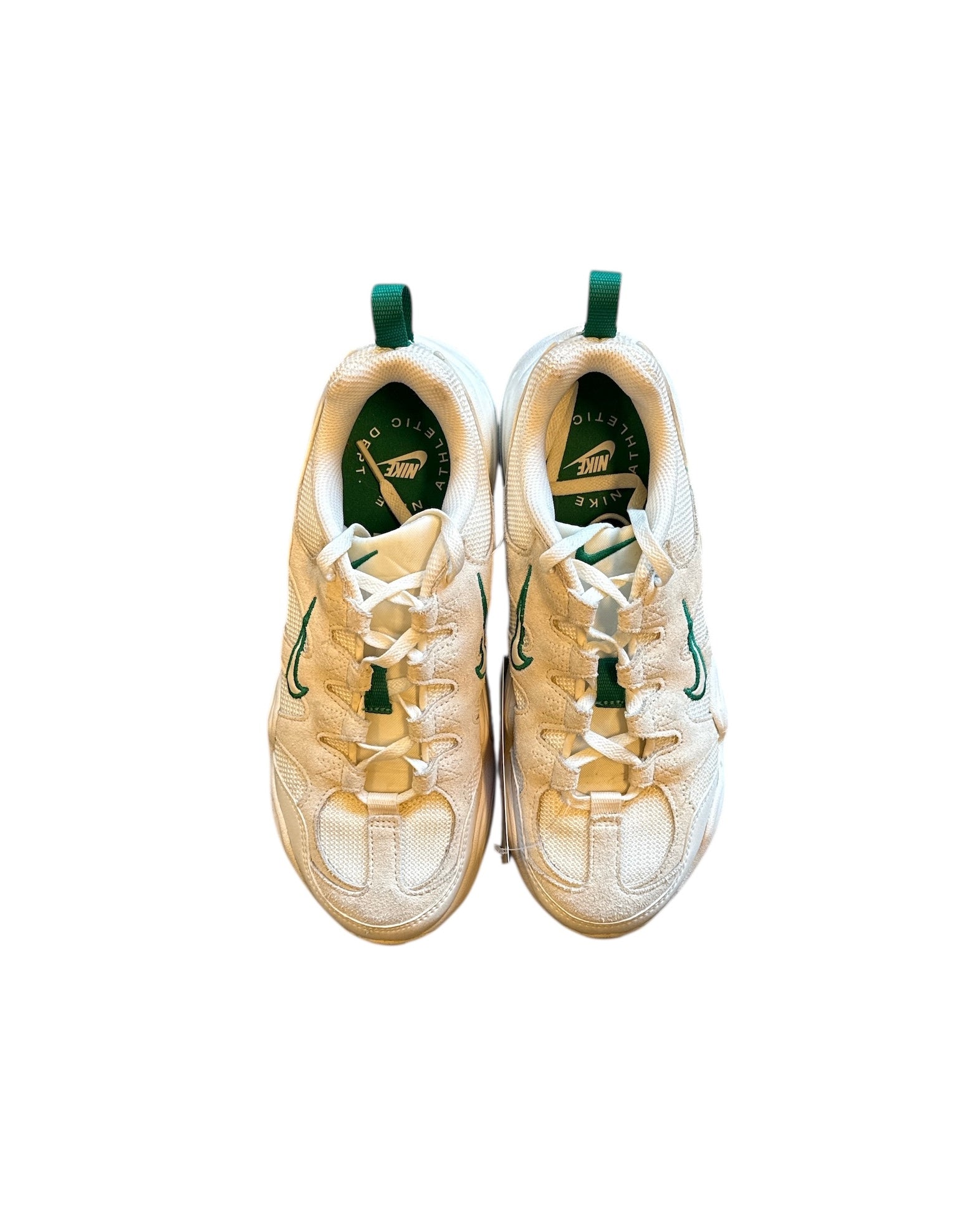 white w/ green Nike athletic sneakers, 7 women