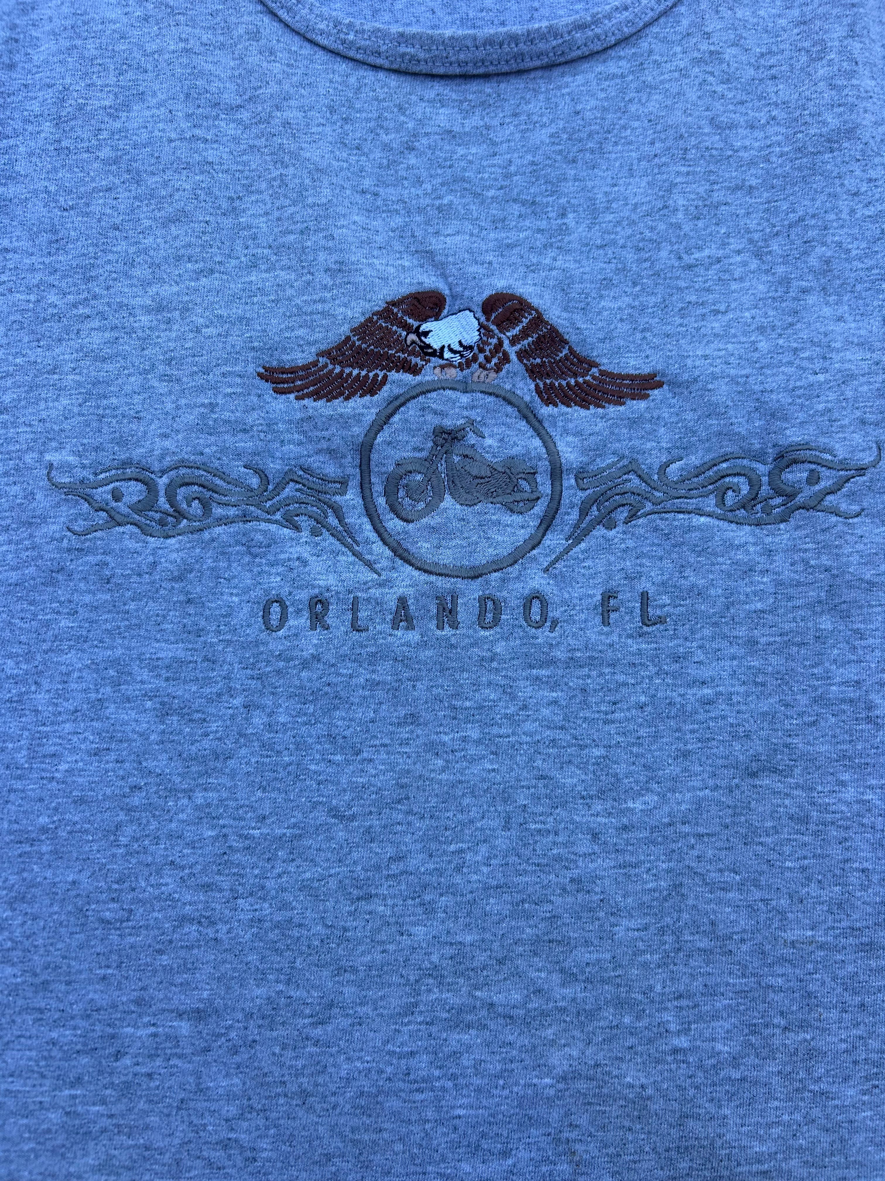 gray gildan biker tank, xl