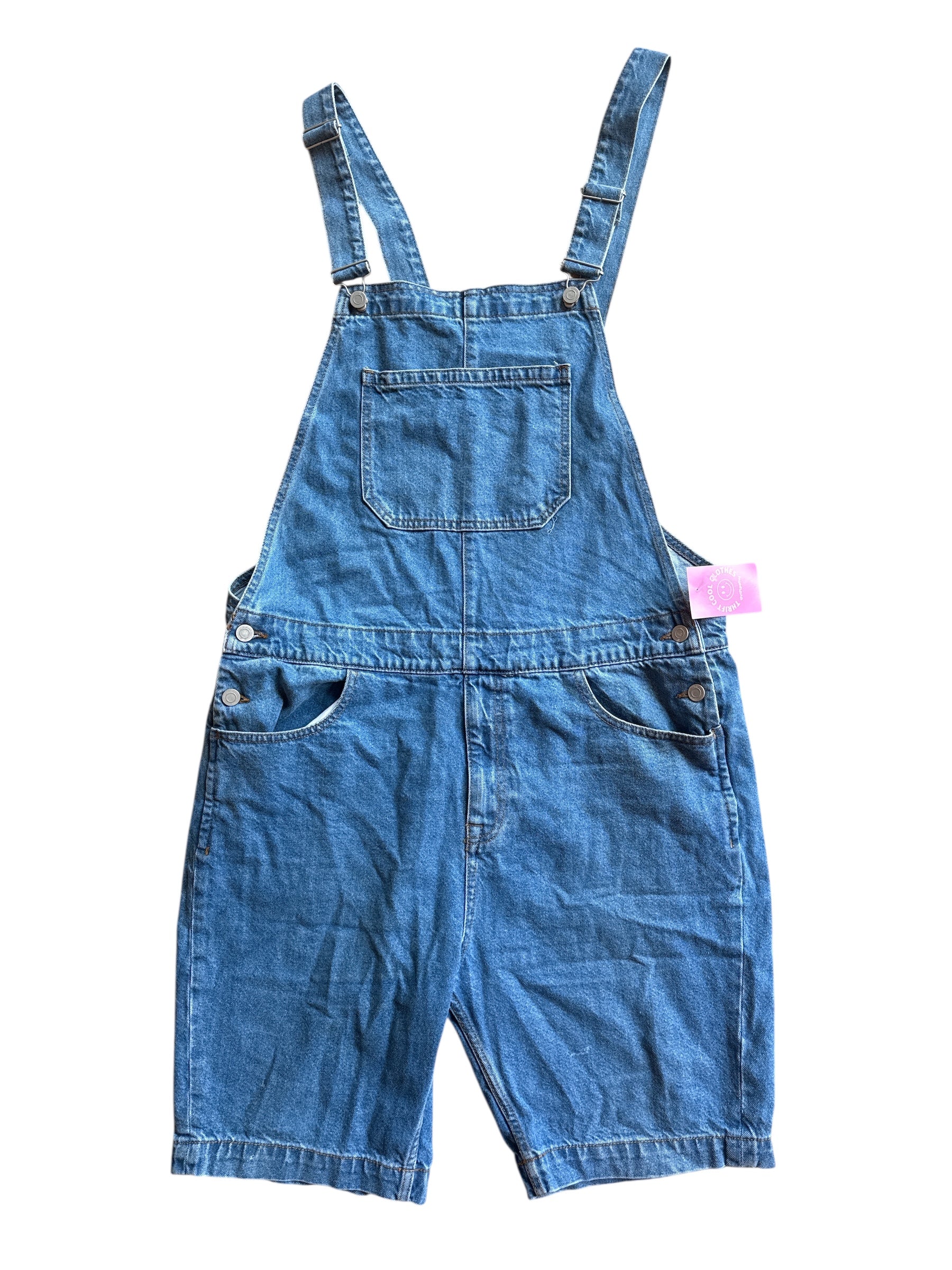 blue denim overall shorts, 36 (fits like a 14/xl)