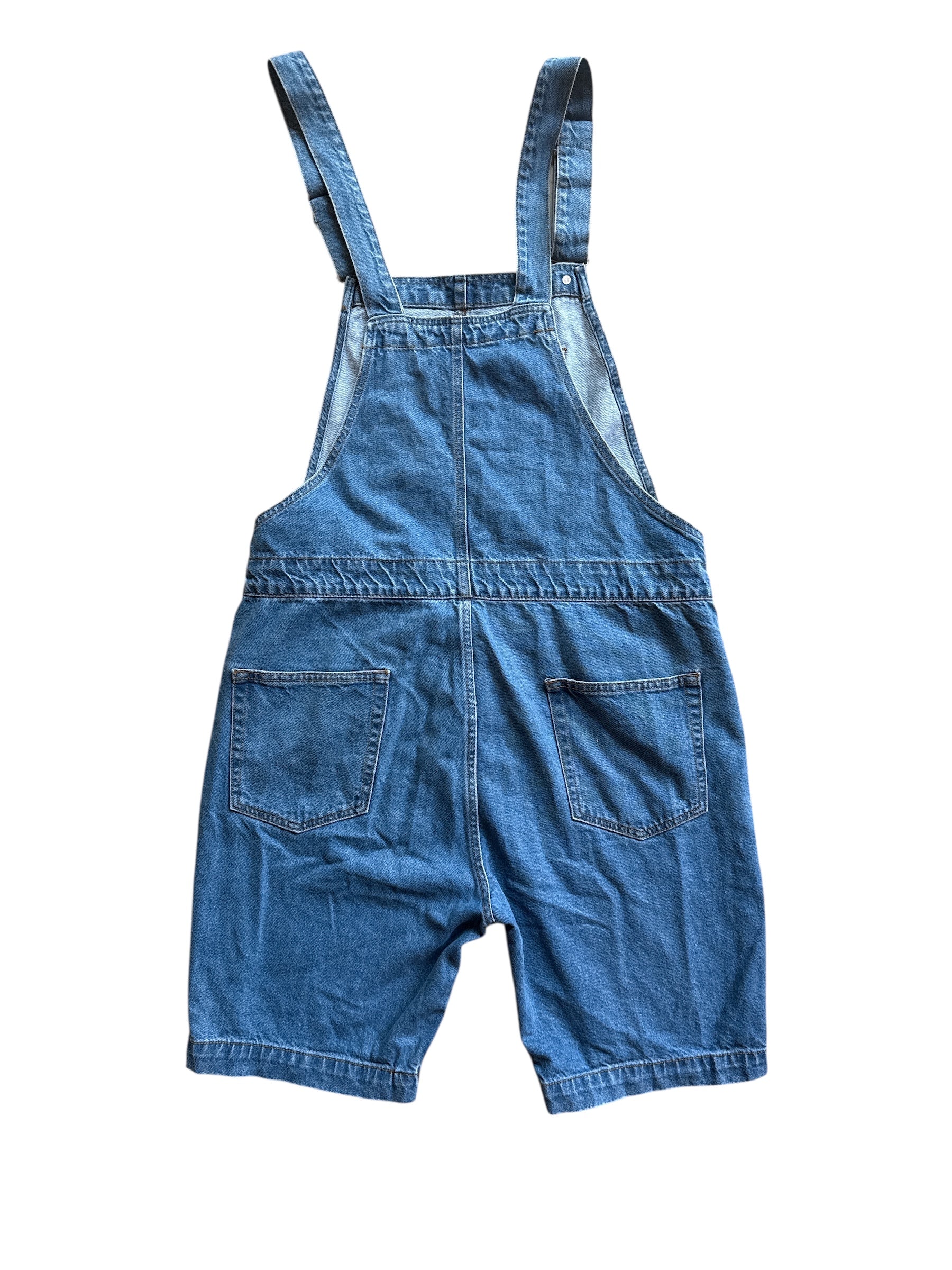 blue denim overall shorts, 36 (fits like a 14/xl)