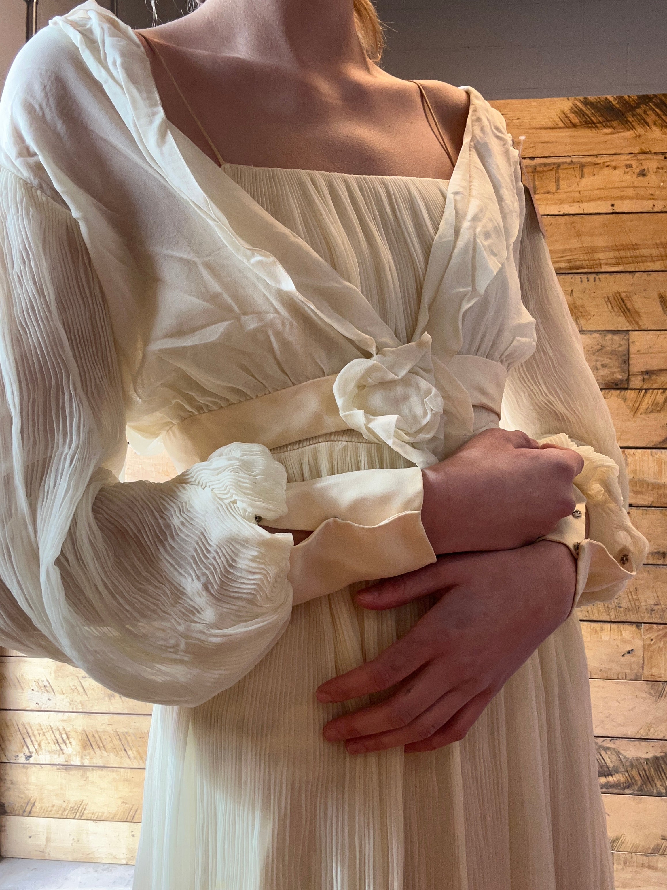 White Vtg silk shrug, S