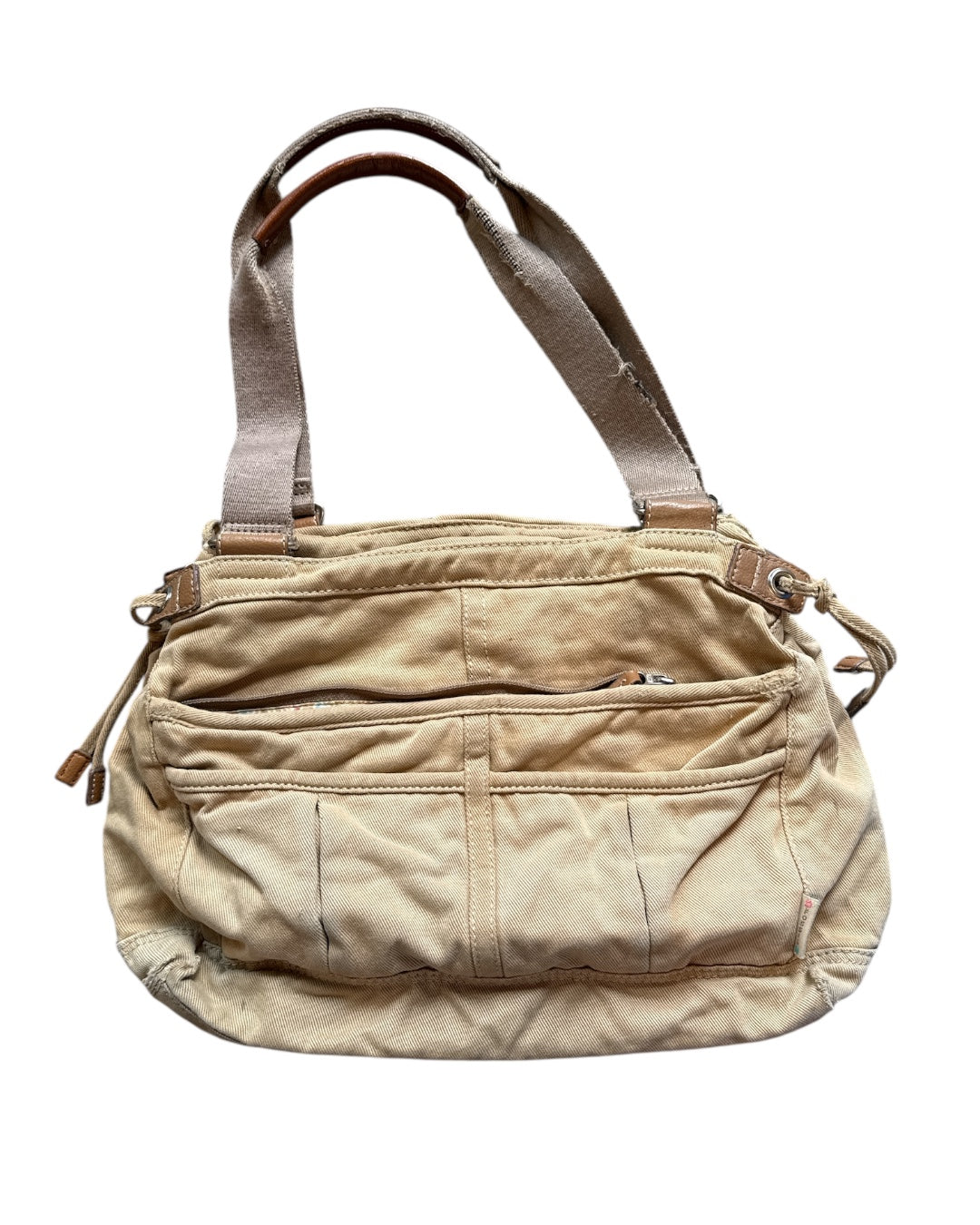 tan fossil canvas cargo bag