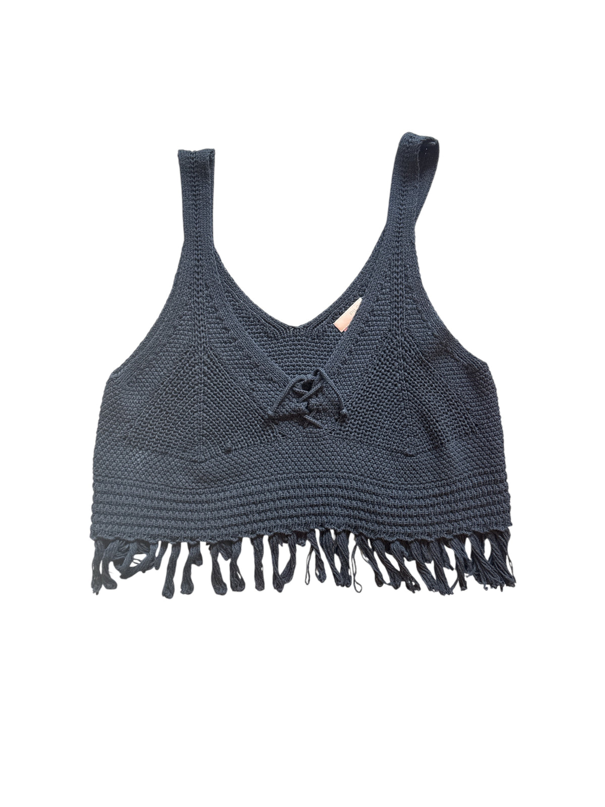 black pilcro crochet cami top, m