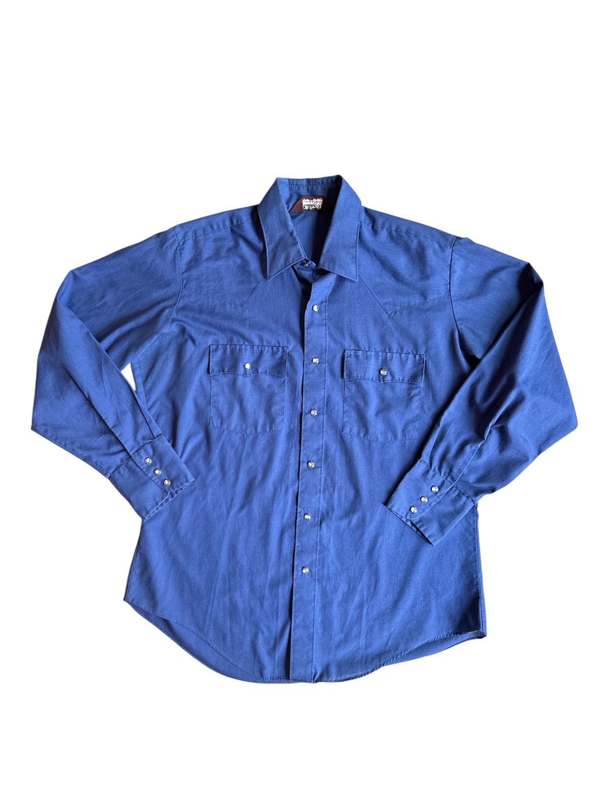 navy chute button down, L