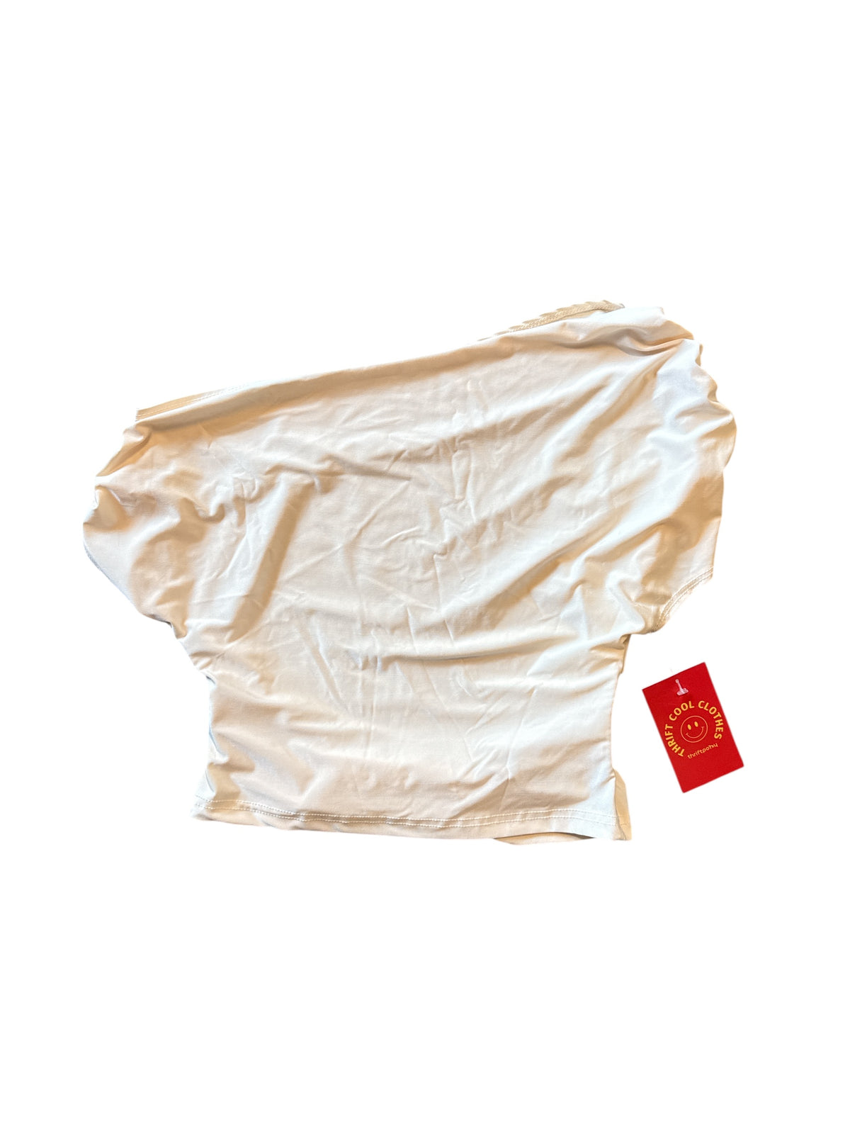 cream slinky ruched top, s