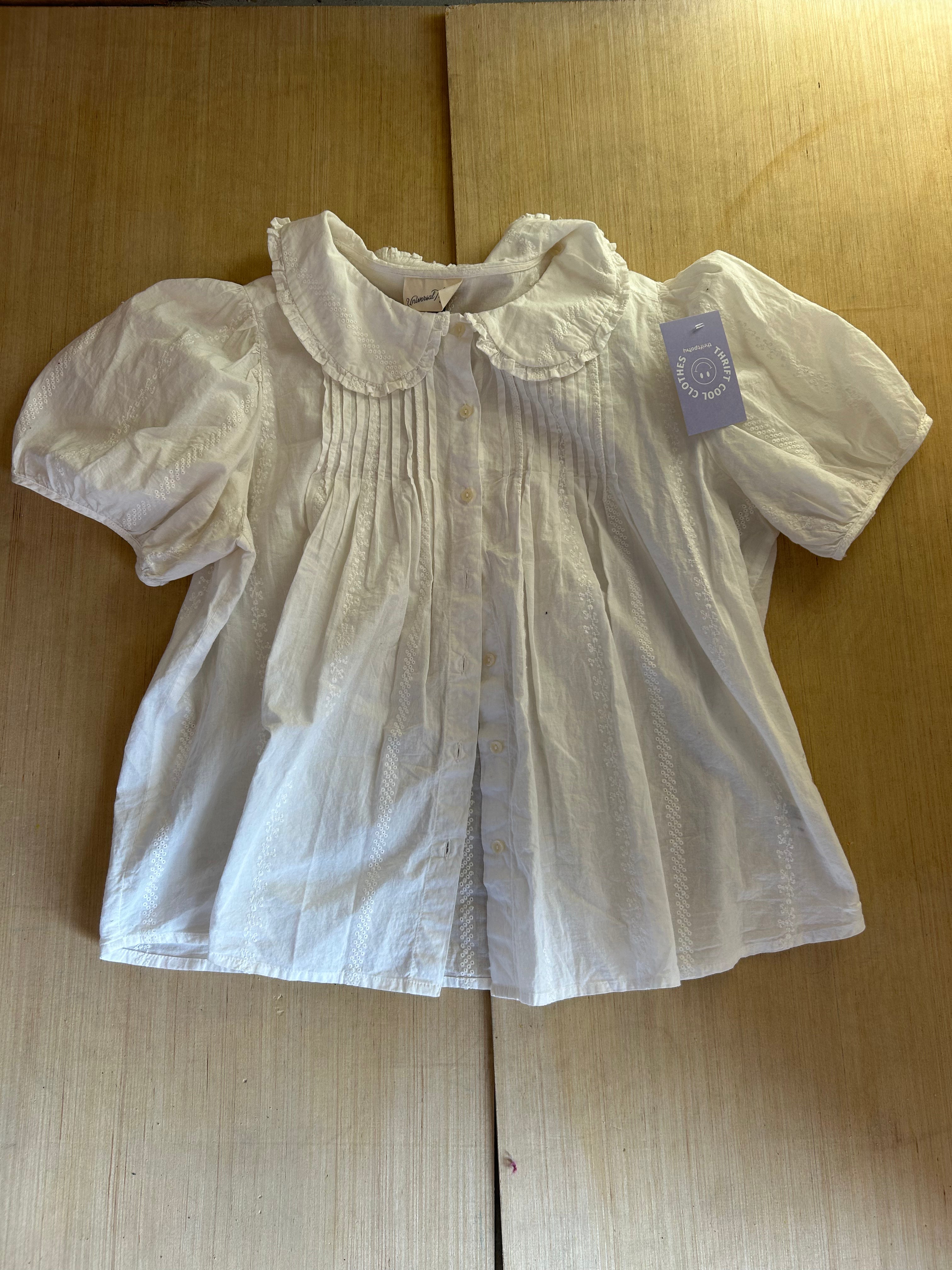 white universal thread peterpan collar top, xl