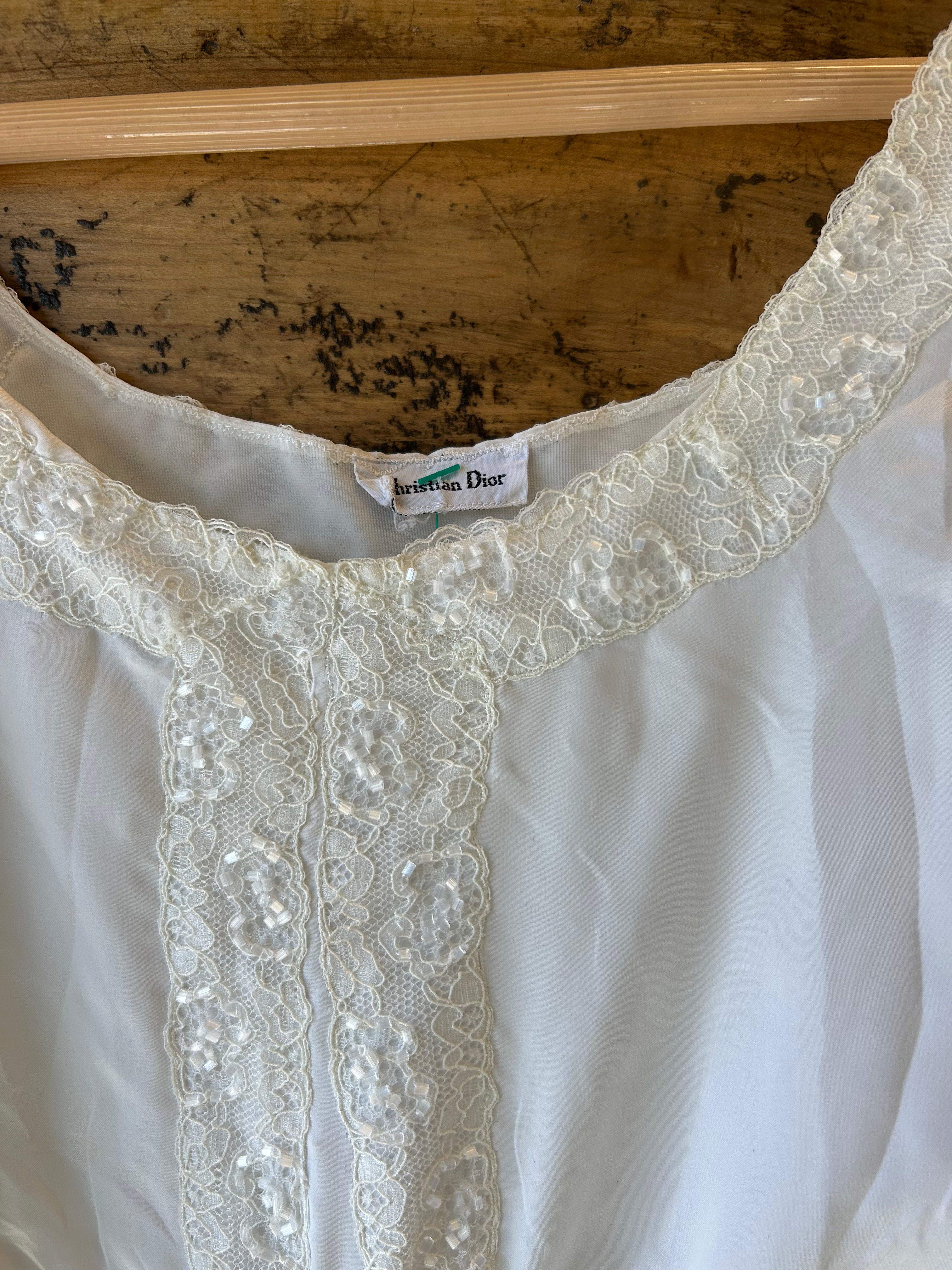White Christian dior Beaded Vtg slip, M