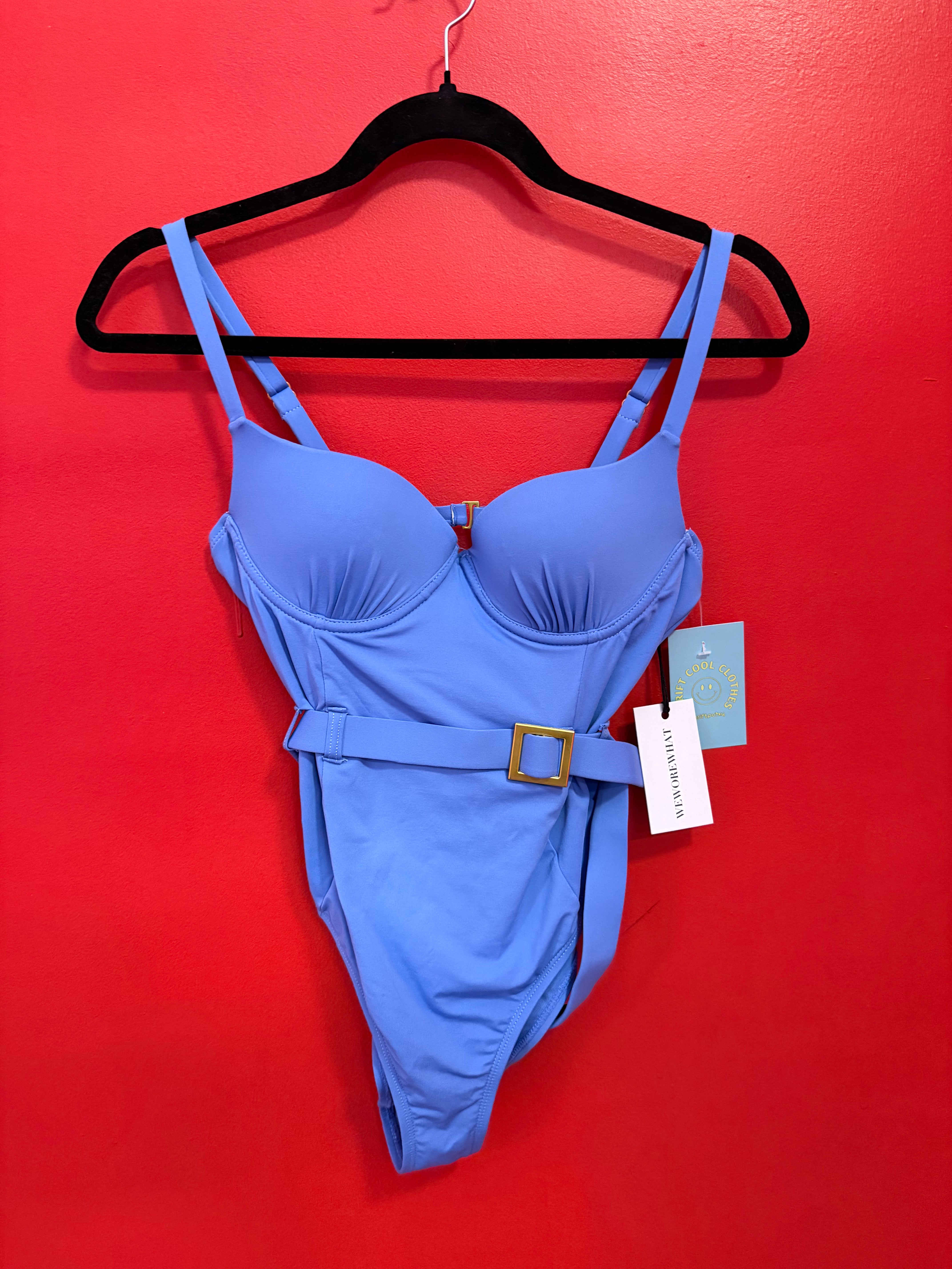 blue weworewhat one piece belt detail, S