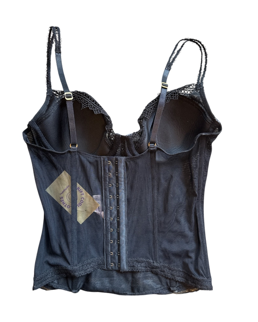 black victoria's secret lacy corset w cheetah trim, 36B