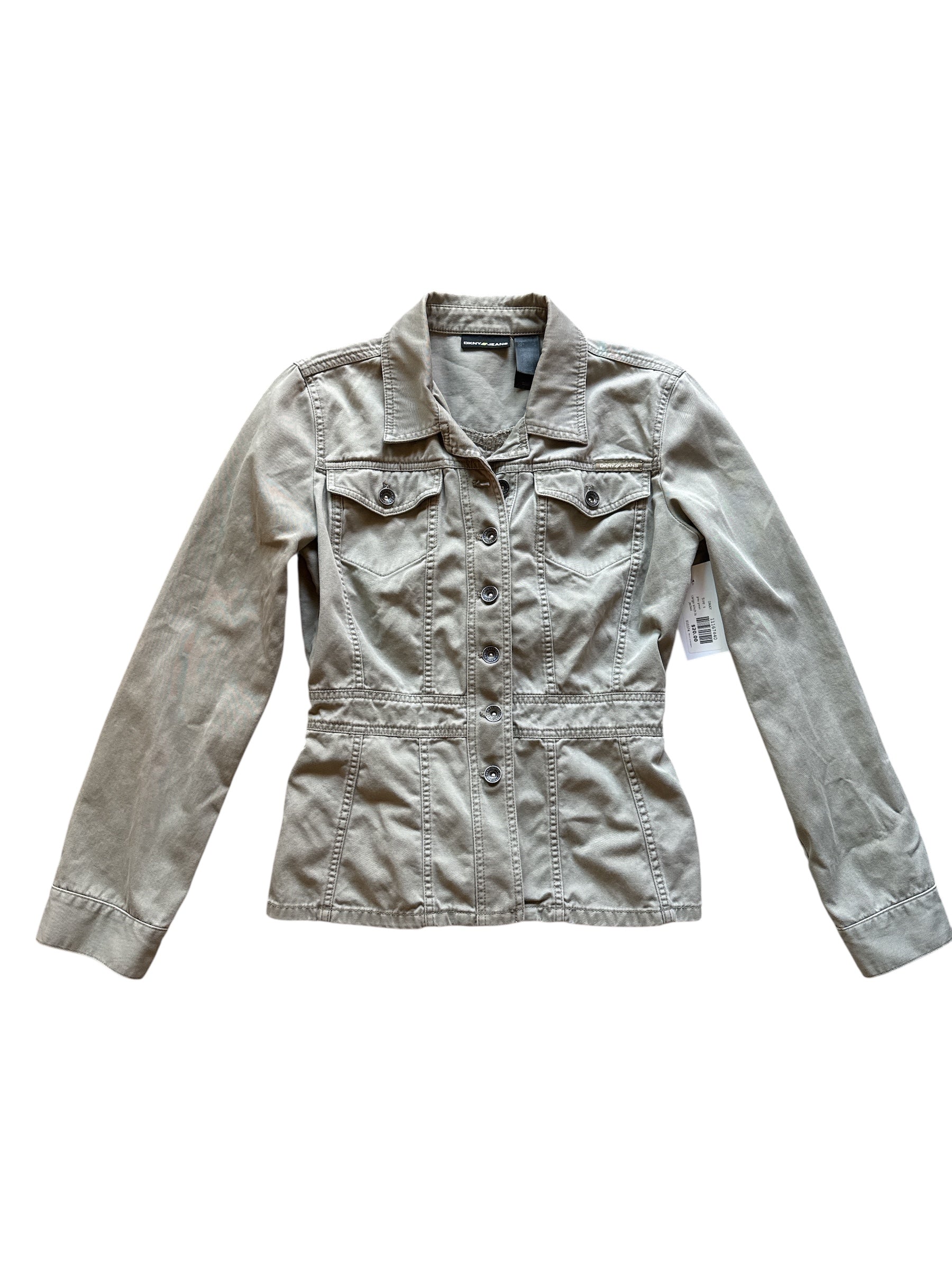 grey green DKNY Y2K cargo sinch ls jacket, s