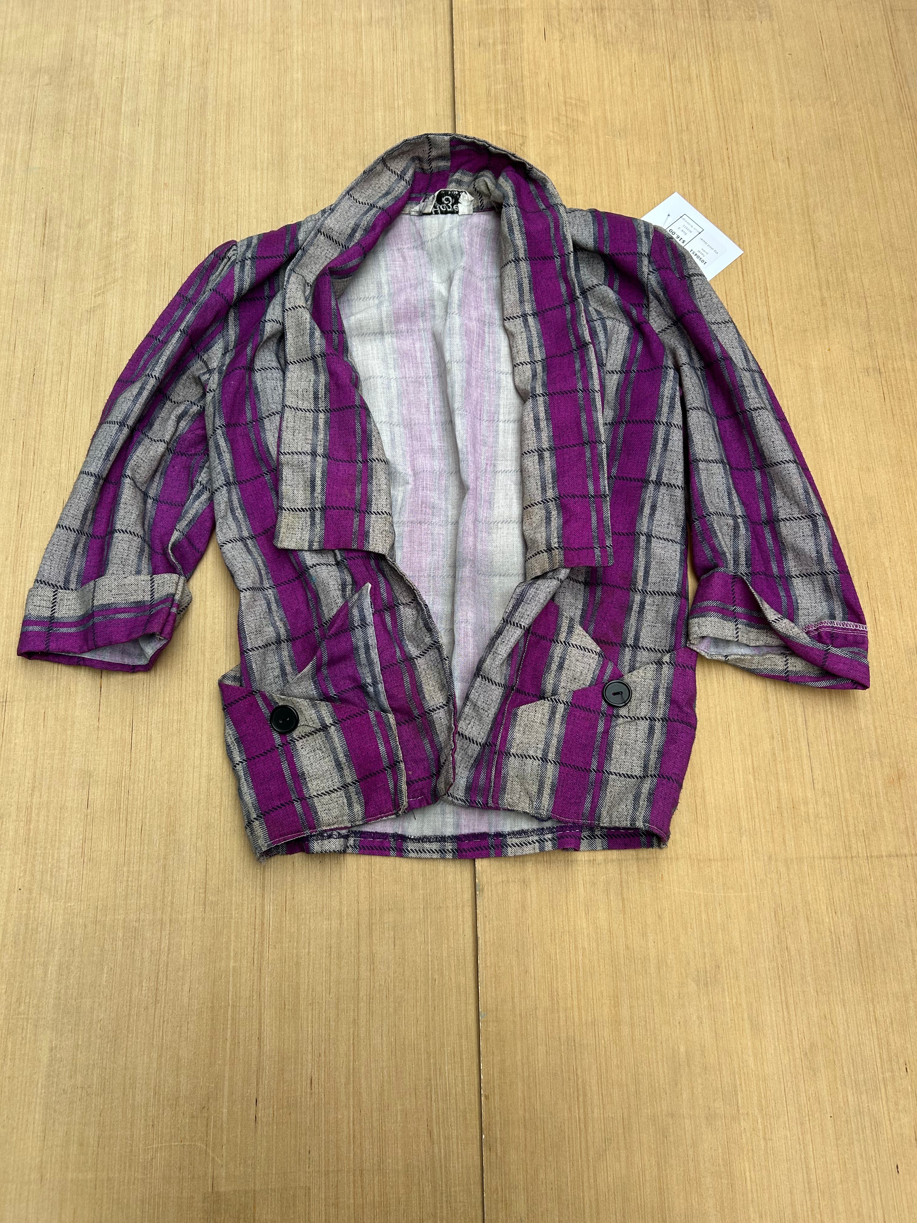 purple hazel vtg plaid blazer, S