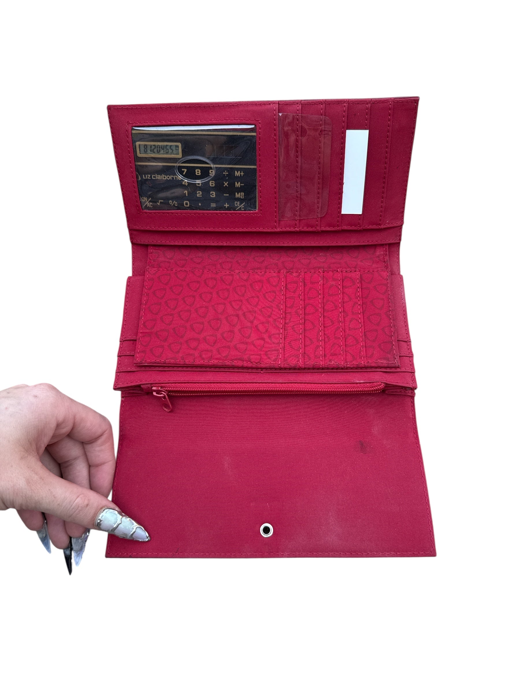Red Liz claiborne Wallet w calculator