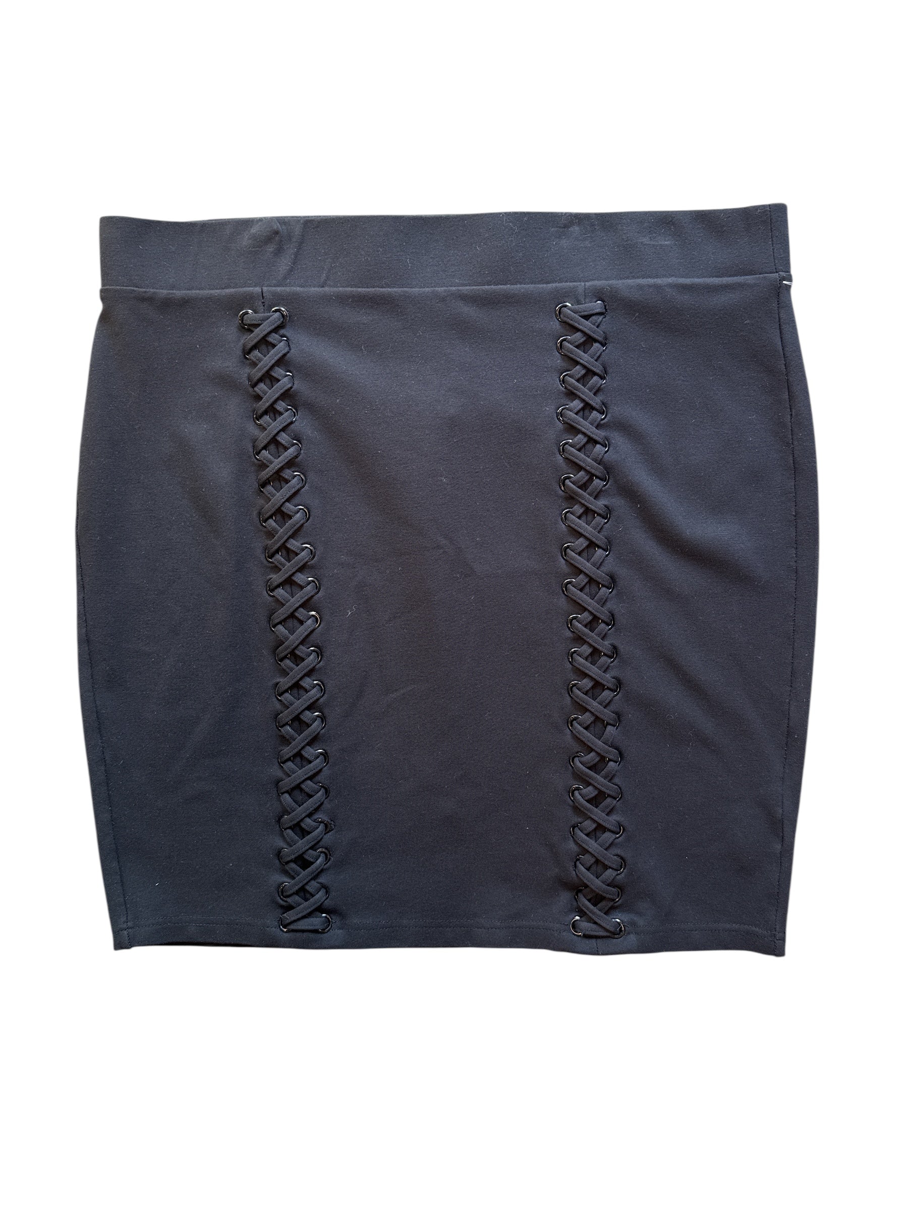 Black Torrid Lace up elsstic skirt, 2