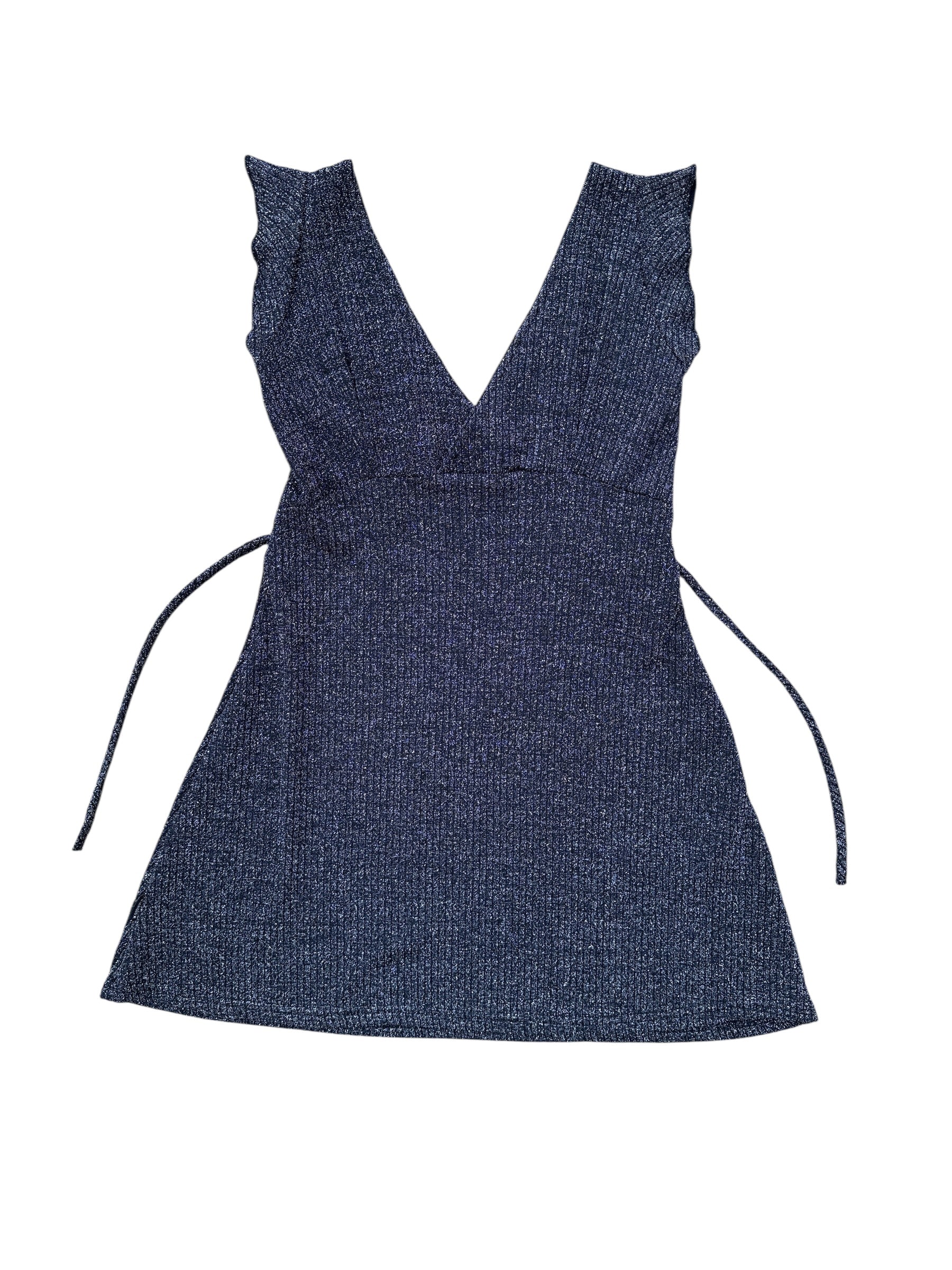 black/silver Serious sparkly double v dress, med