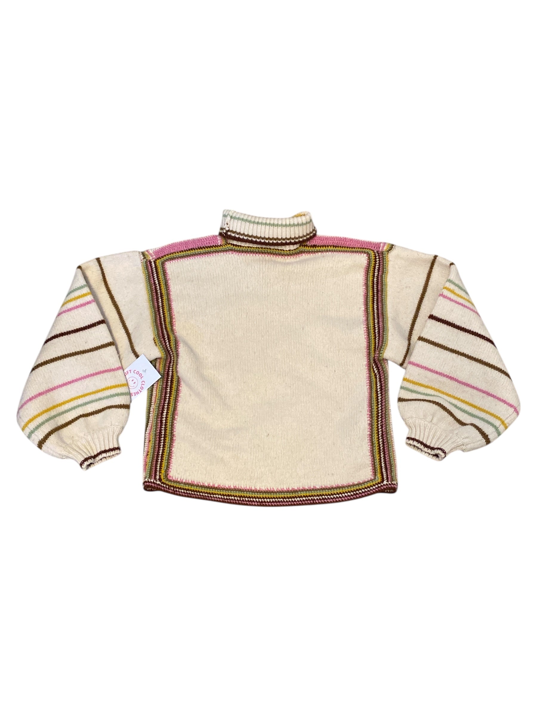 beige green pink meadows embrodier turtleneck, 4