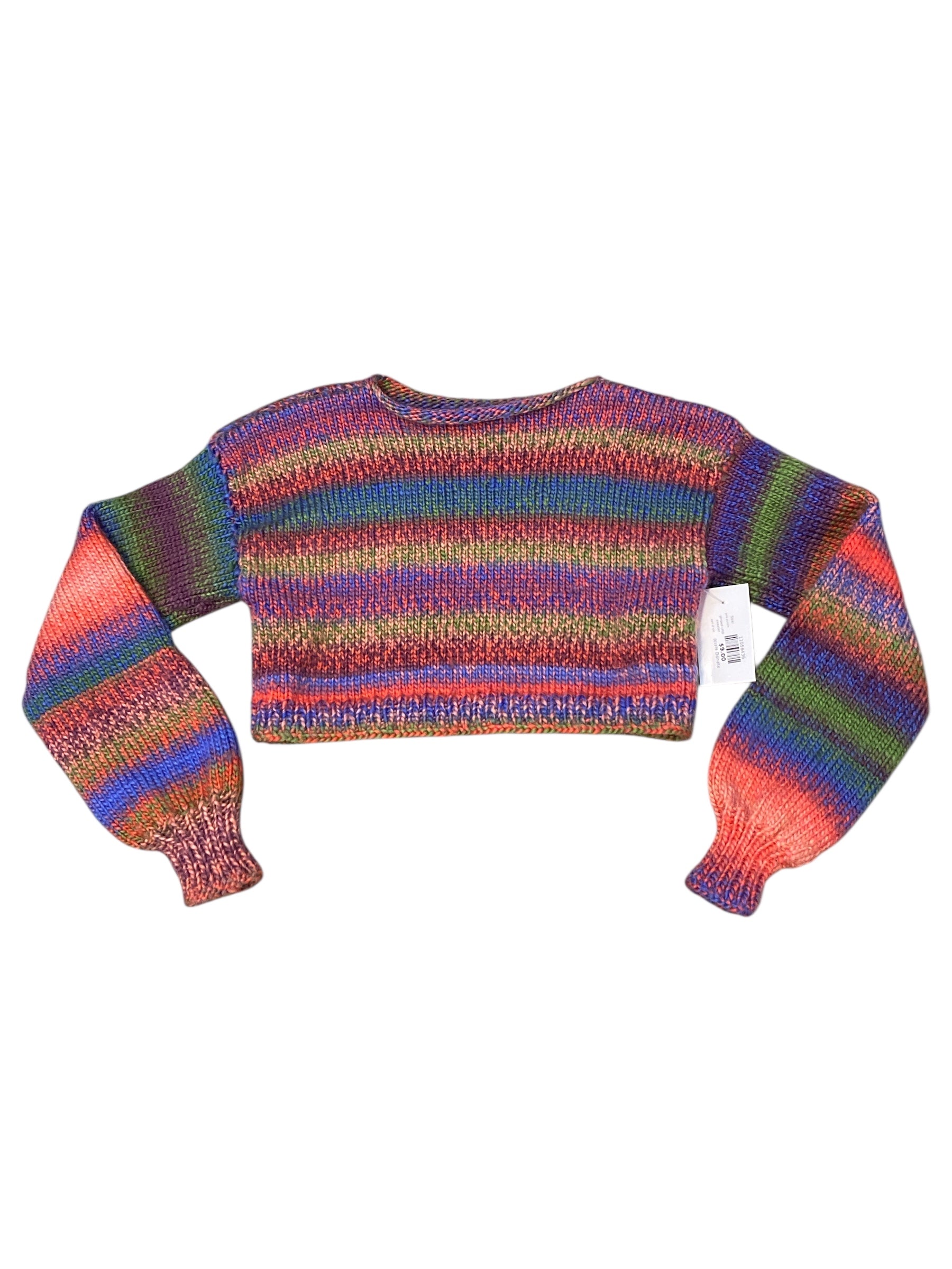 pink purple striped crop sweater