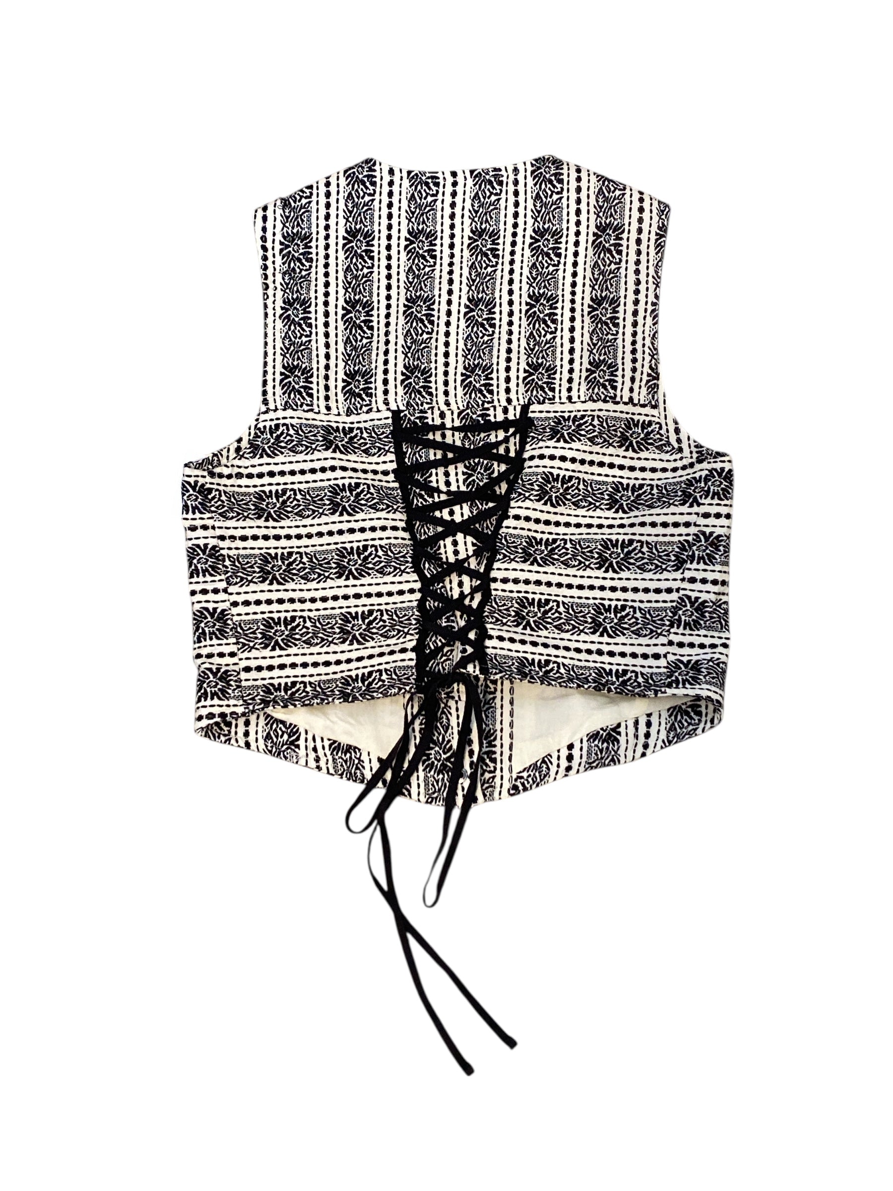 black white free people floral stripe vest, xs