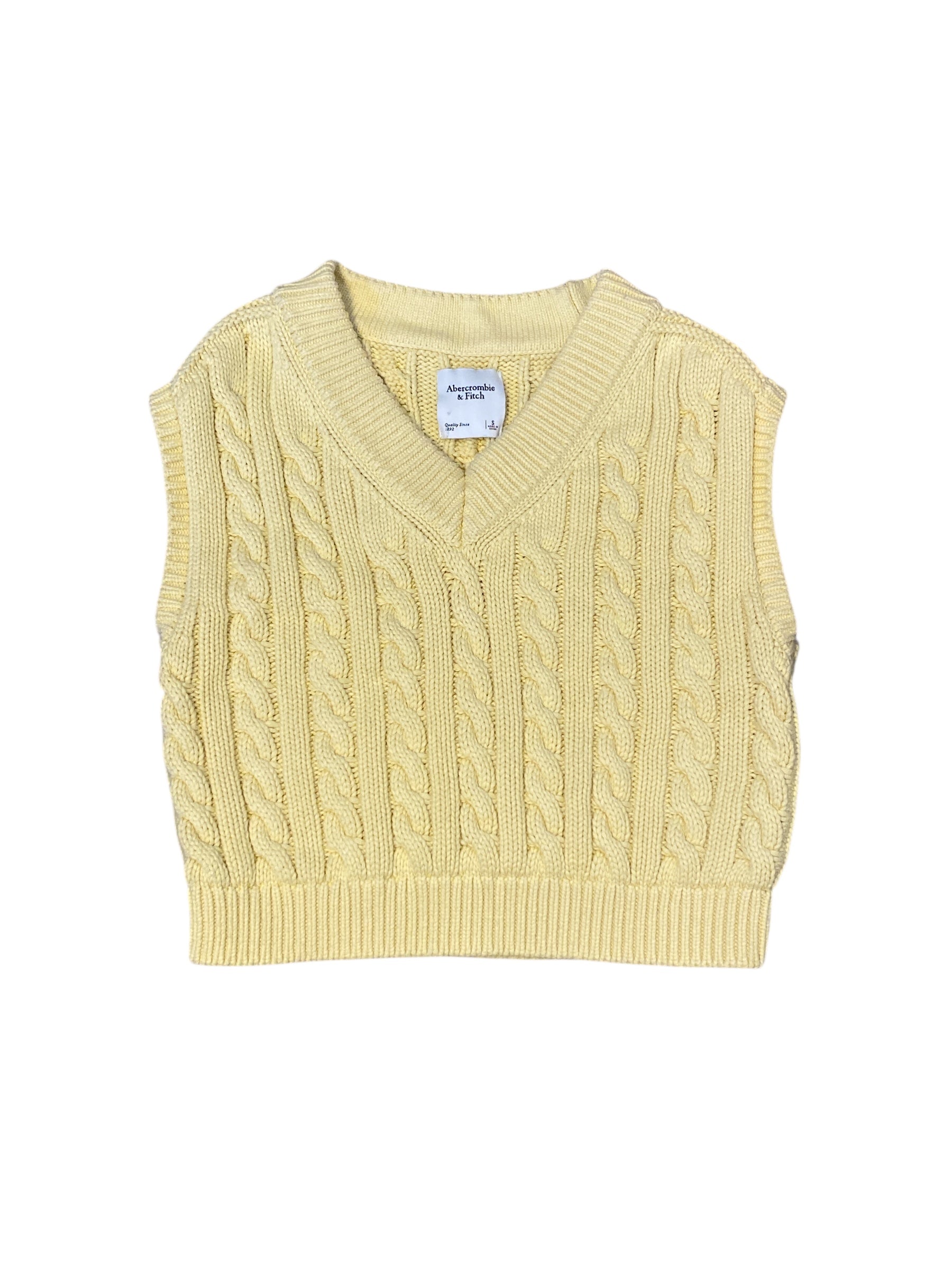 yellow abercrombie knit vest, s
