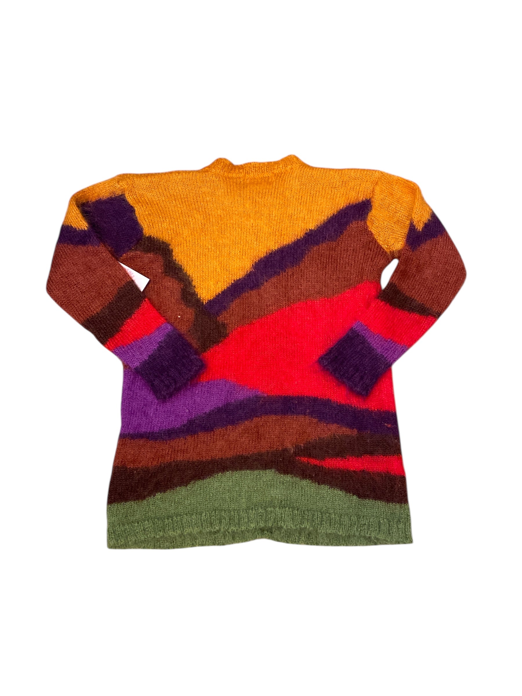 orange purple ann klein vtg mohair acrylic funky tree sweater, m