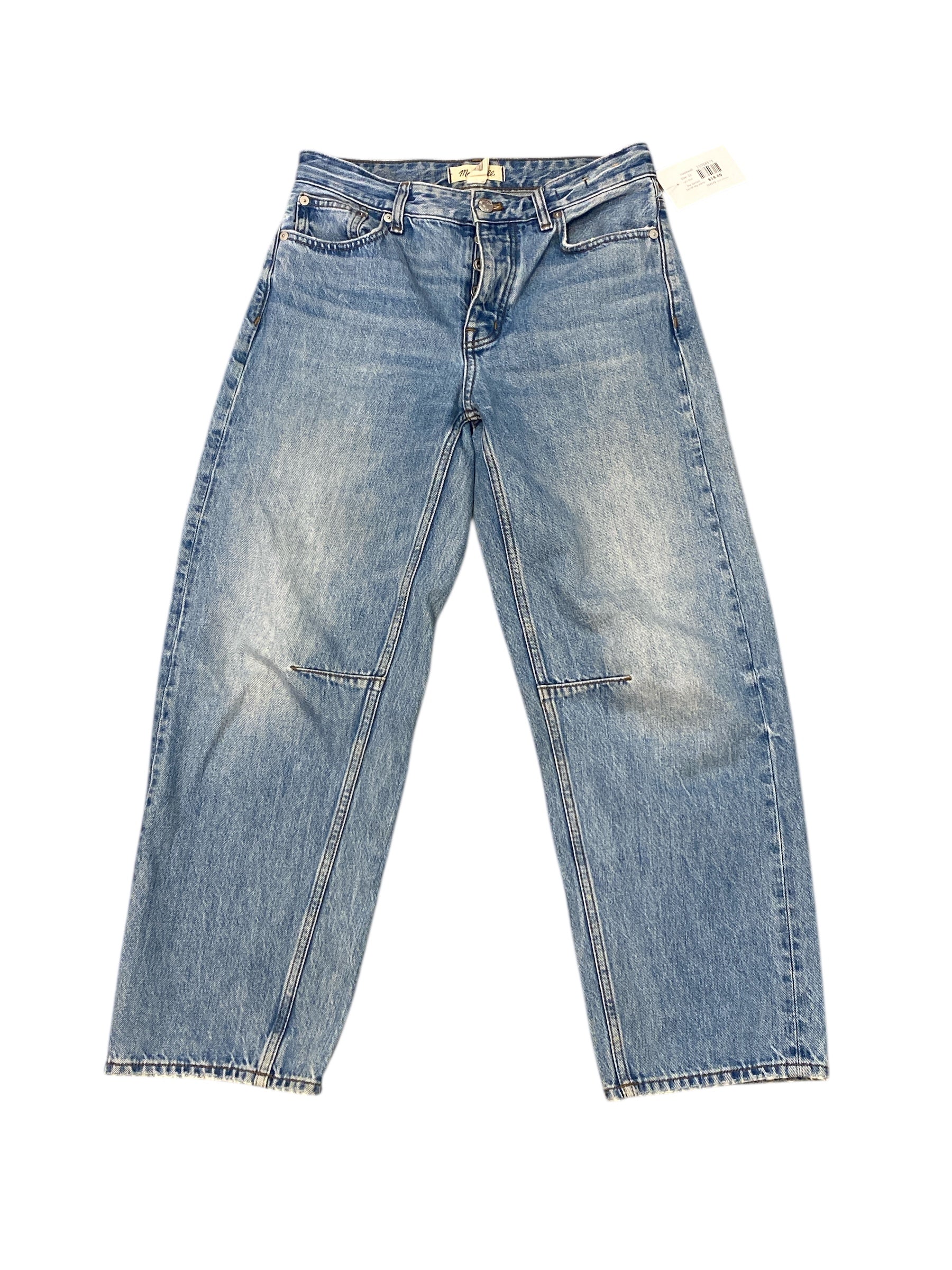 light blue madewell the darted barrel leg jeans, 23