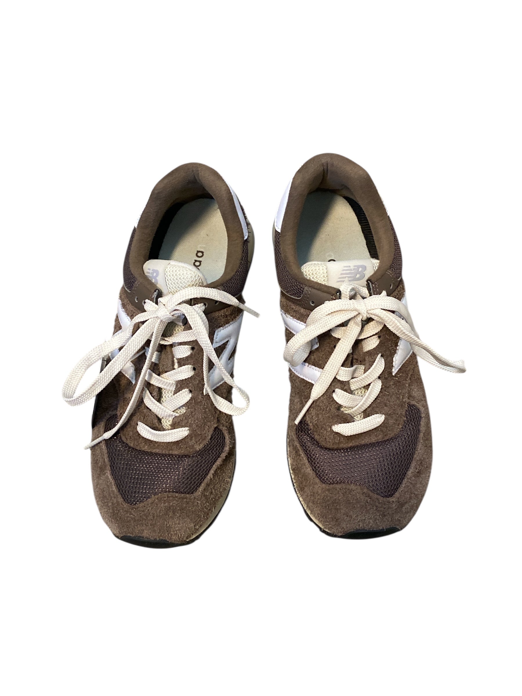 brown white new balance sneakers, 9 womens
