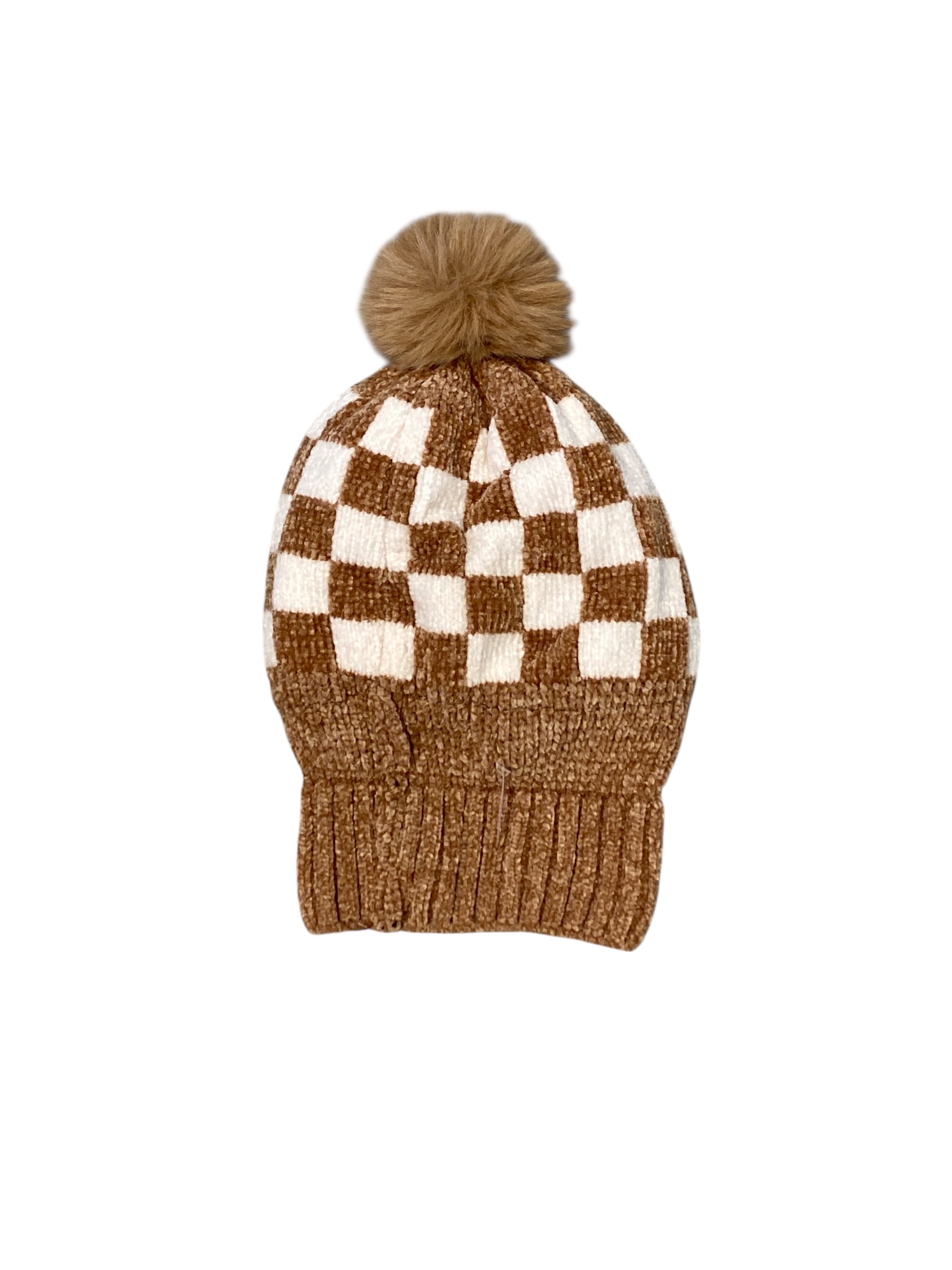 checkered chenille beanie