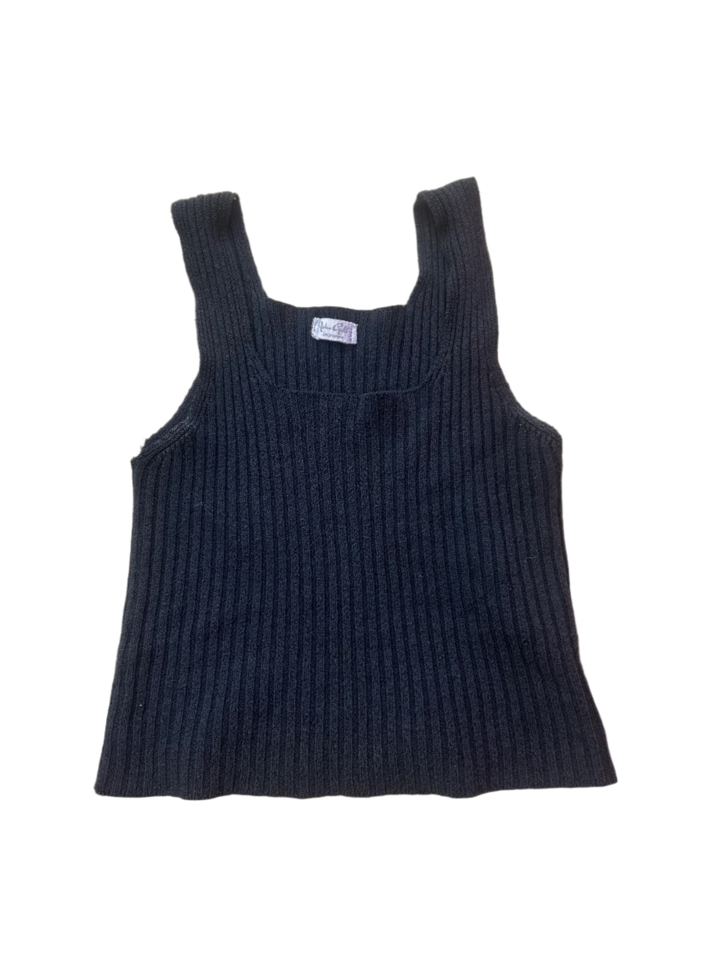 black brandy black ribbed tank, S