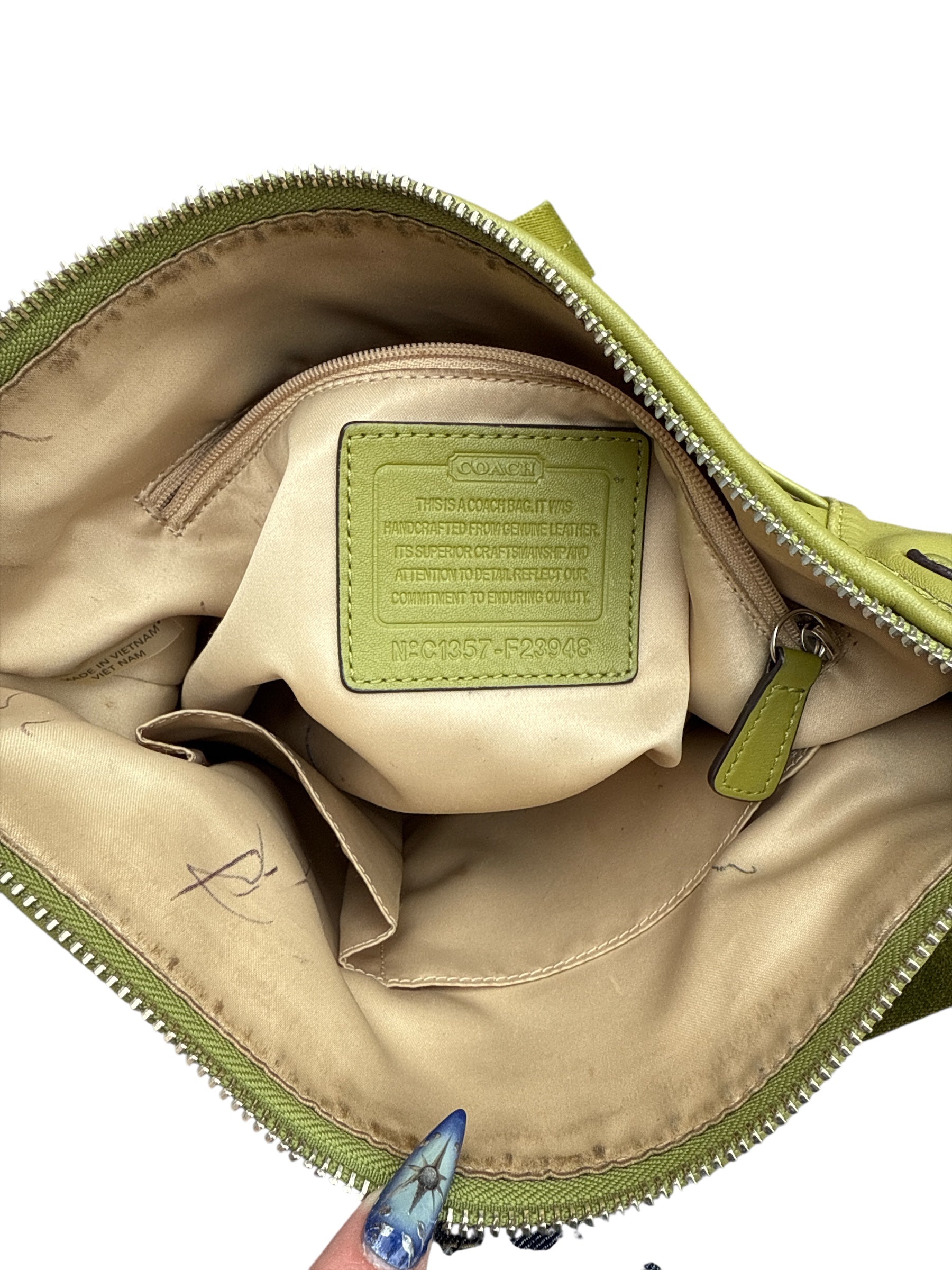 green coach leather crossbody