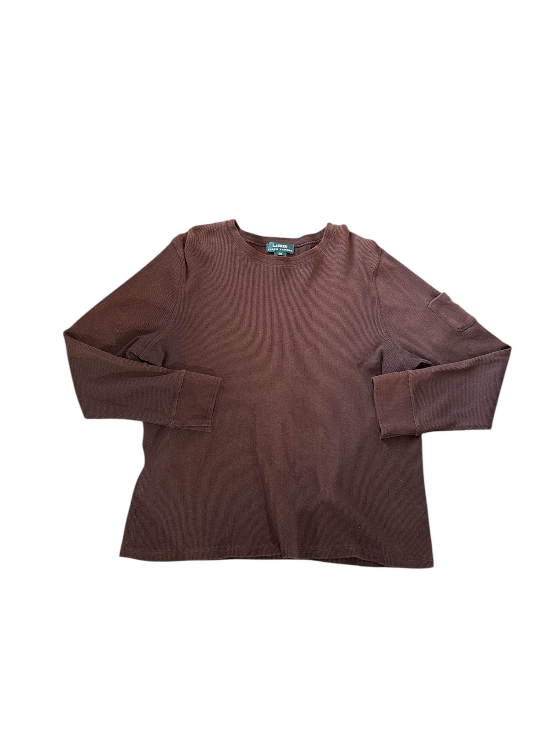 brown ralph lauren ribbed ls, 2x