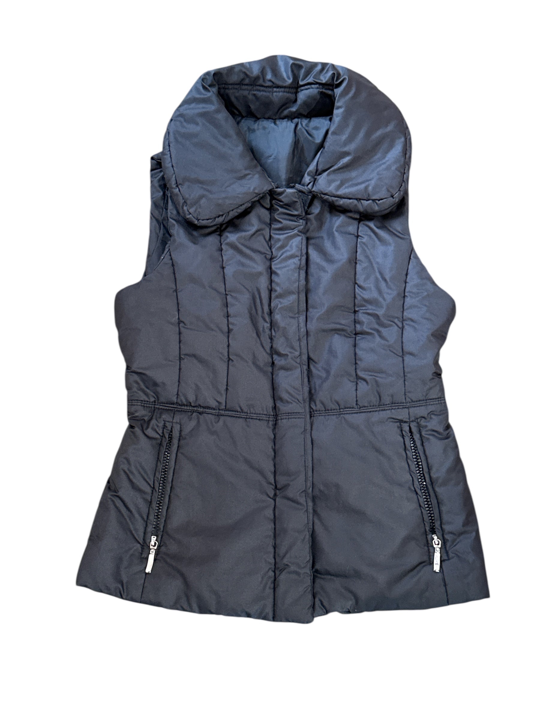 black EE Puffer vest w/collar, s