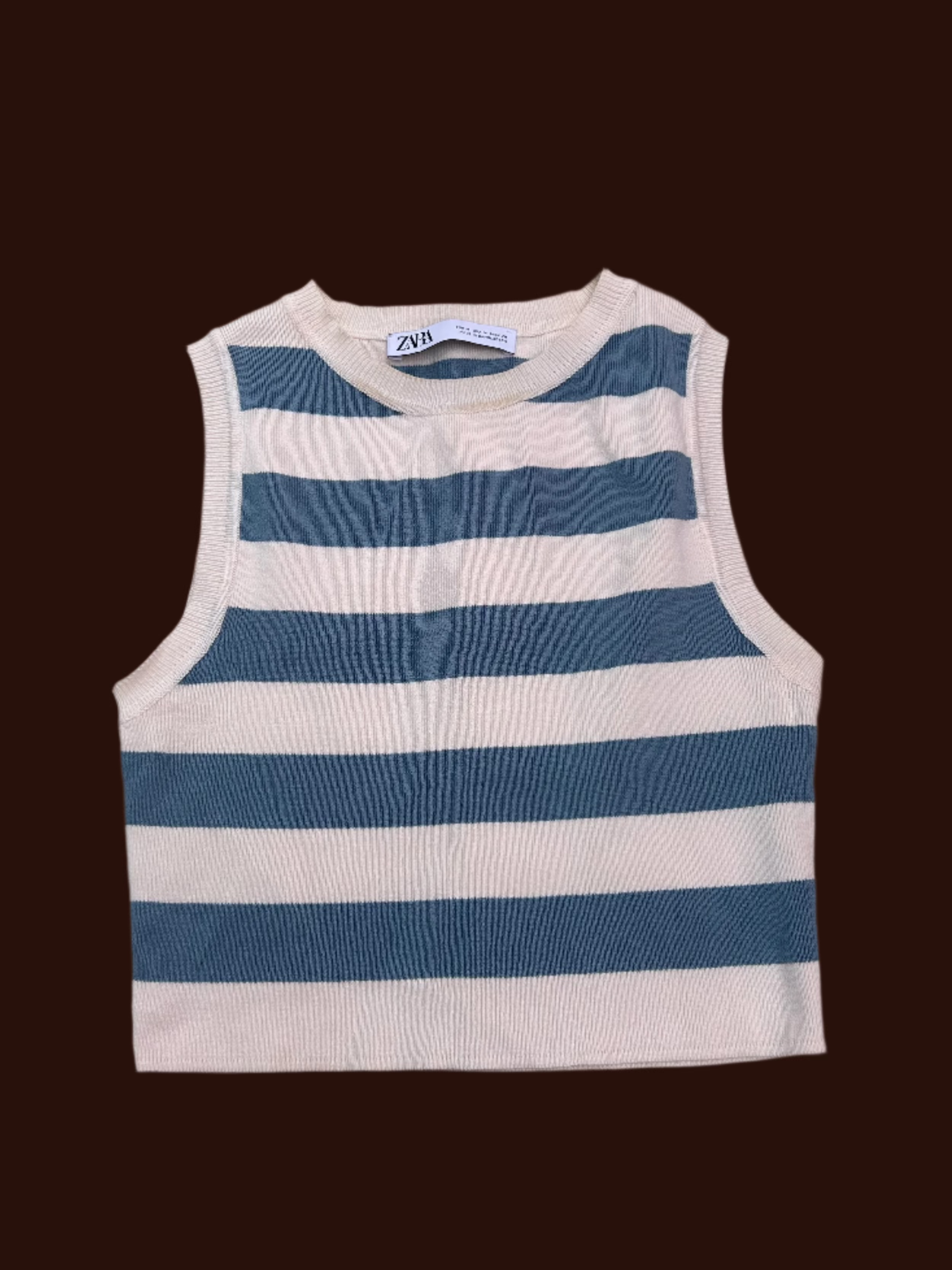 blue zara striped tank, m