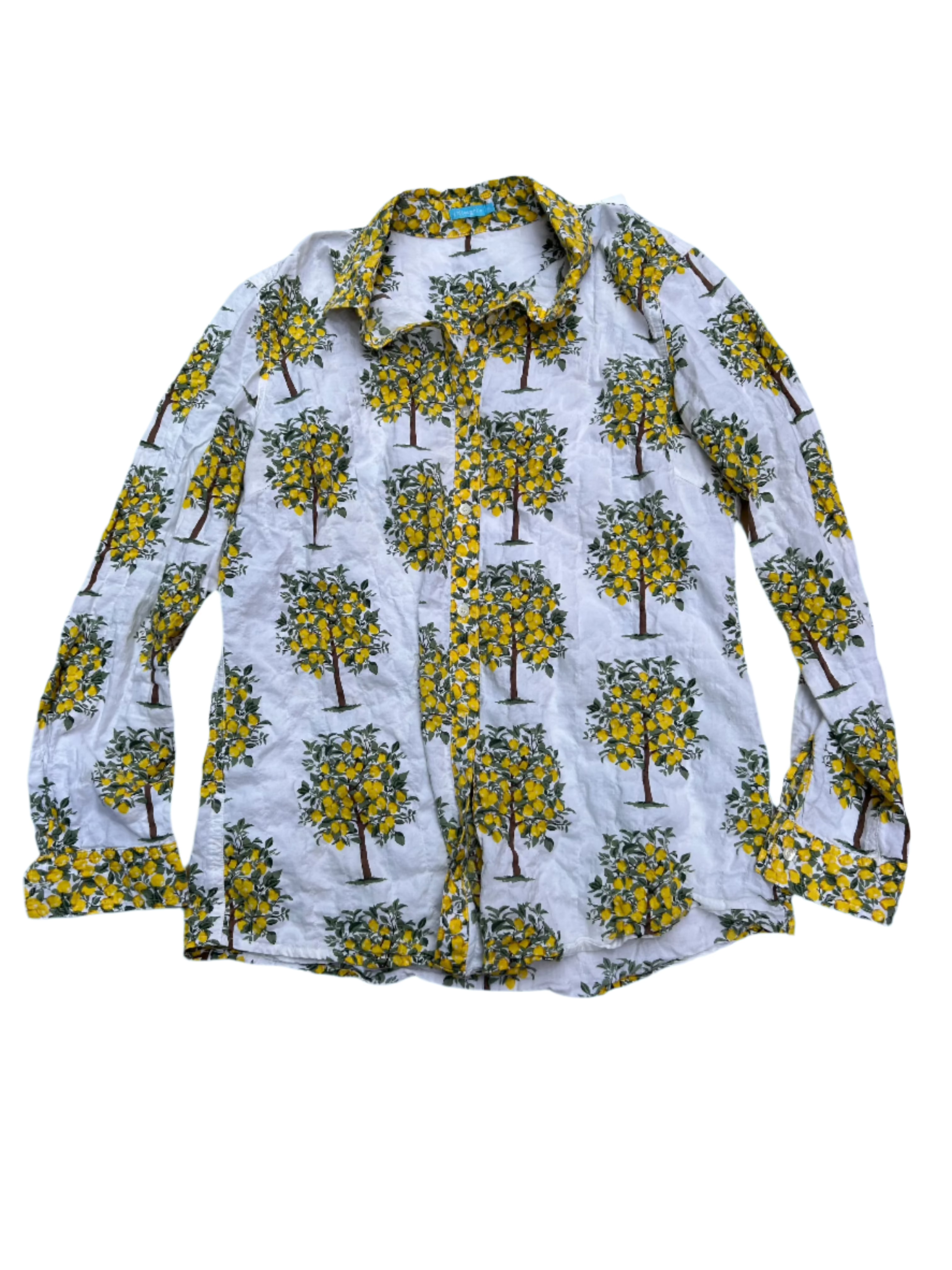 yellow J. McLaughlin lemon tree button up, m