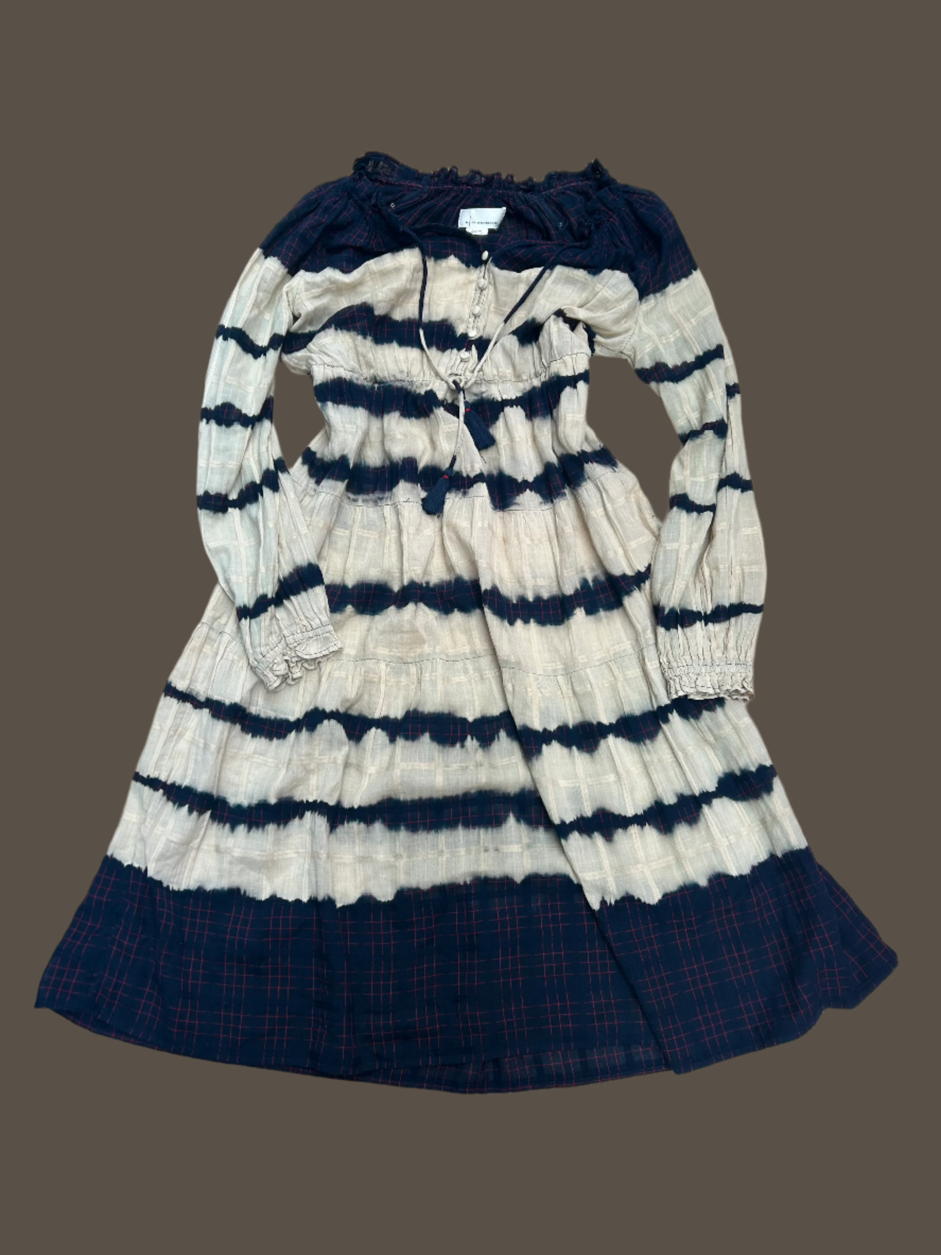 cream Navy Anthroplogie tie dye dress, med